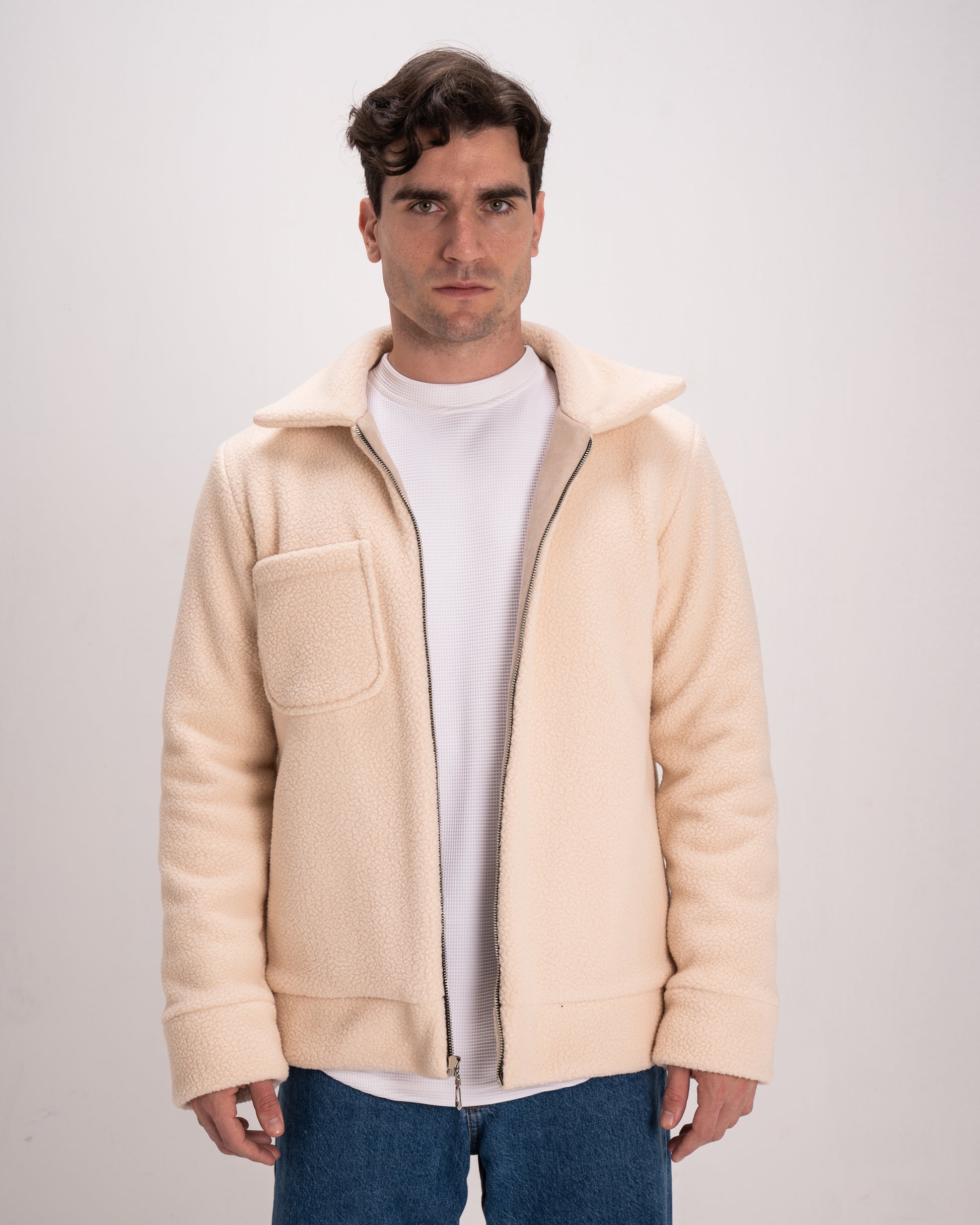 Double-Face Suede Jacket - Beige