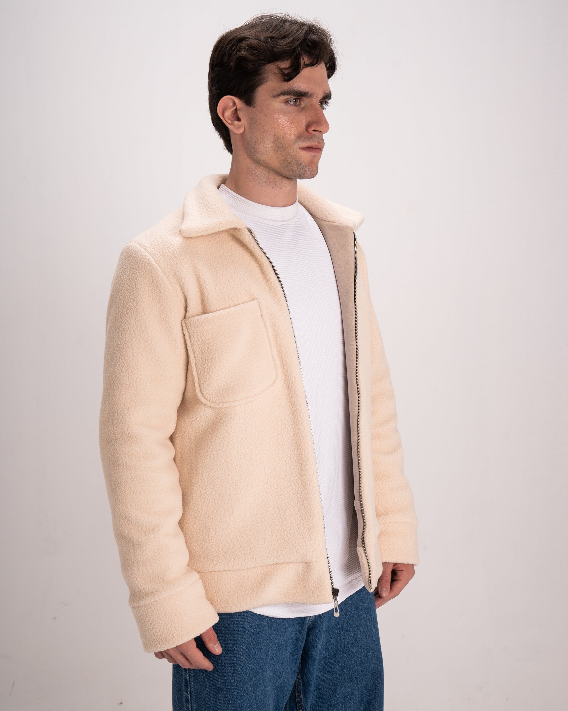 Double-Face Suede Jacket - Beige