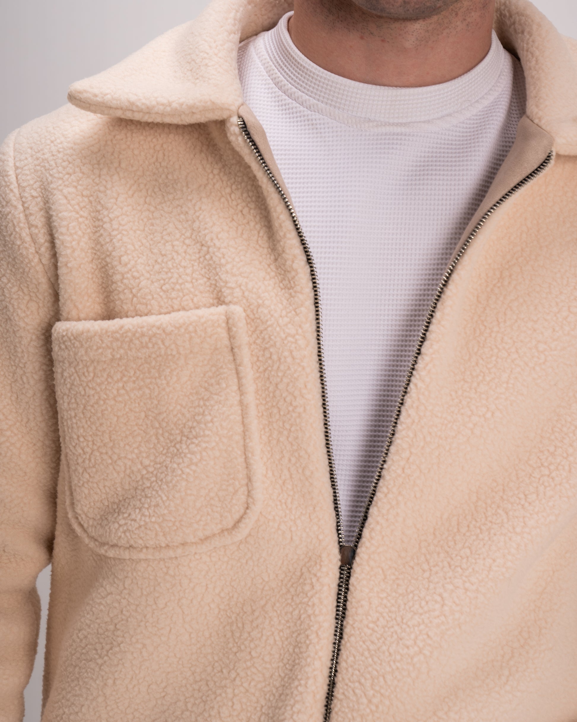 Double-Face Suede Jacket - Beige