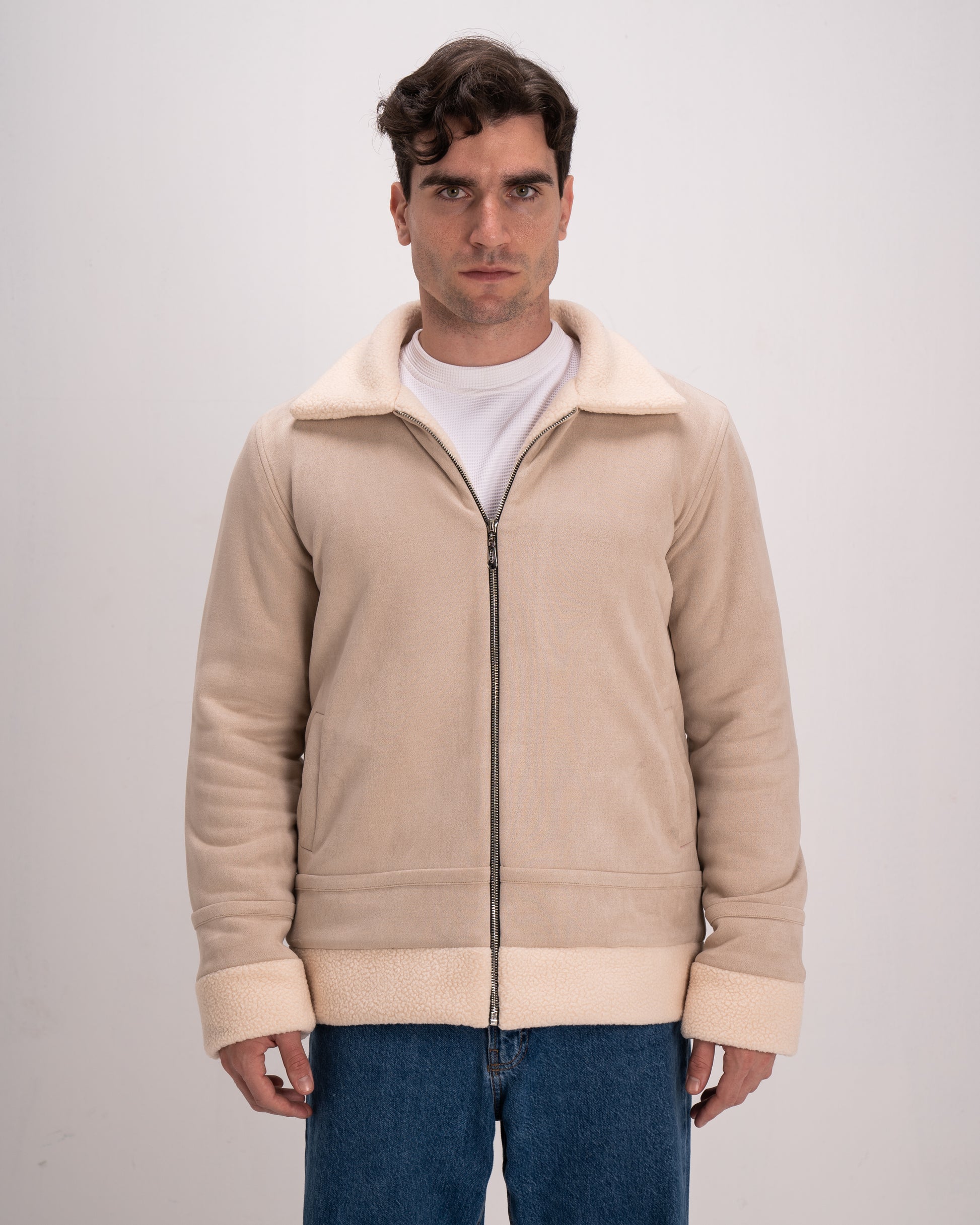 Double-Face Suede Jacket - Beige