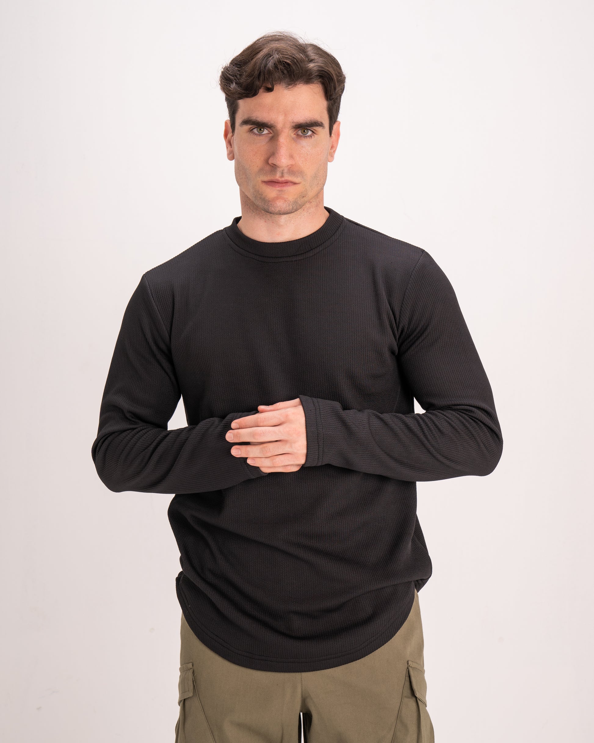 Black Padded Long Sleeve T-Shirt