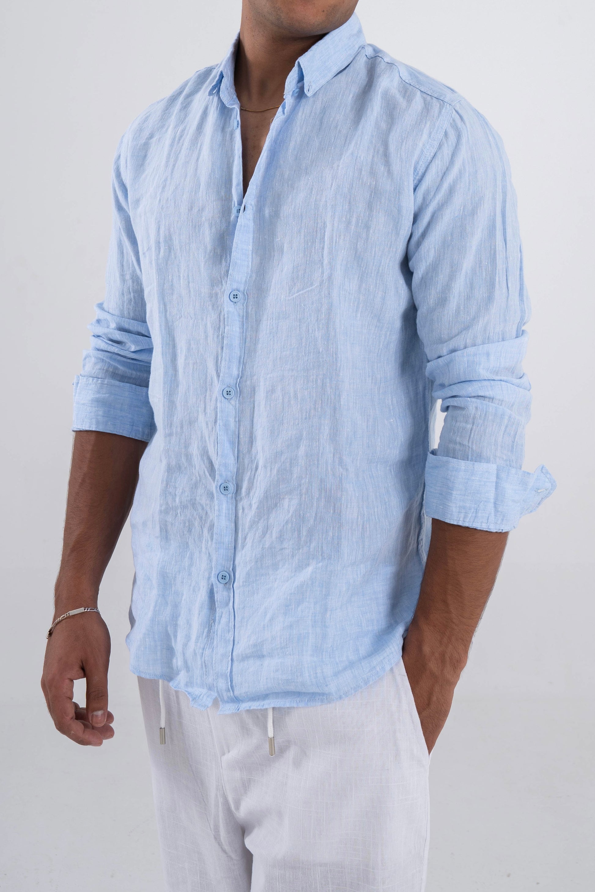 Sky Blue Linen Shirt