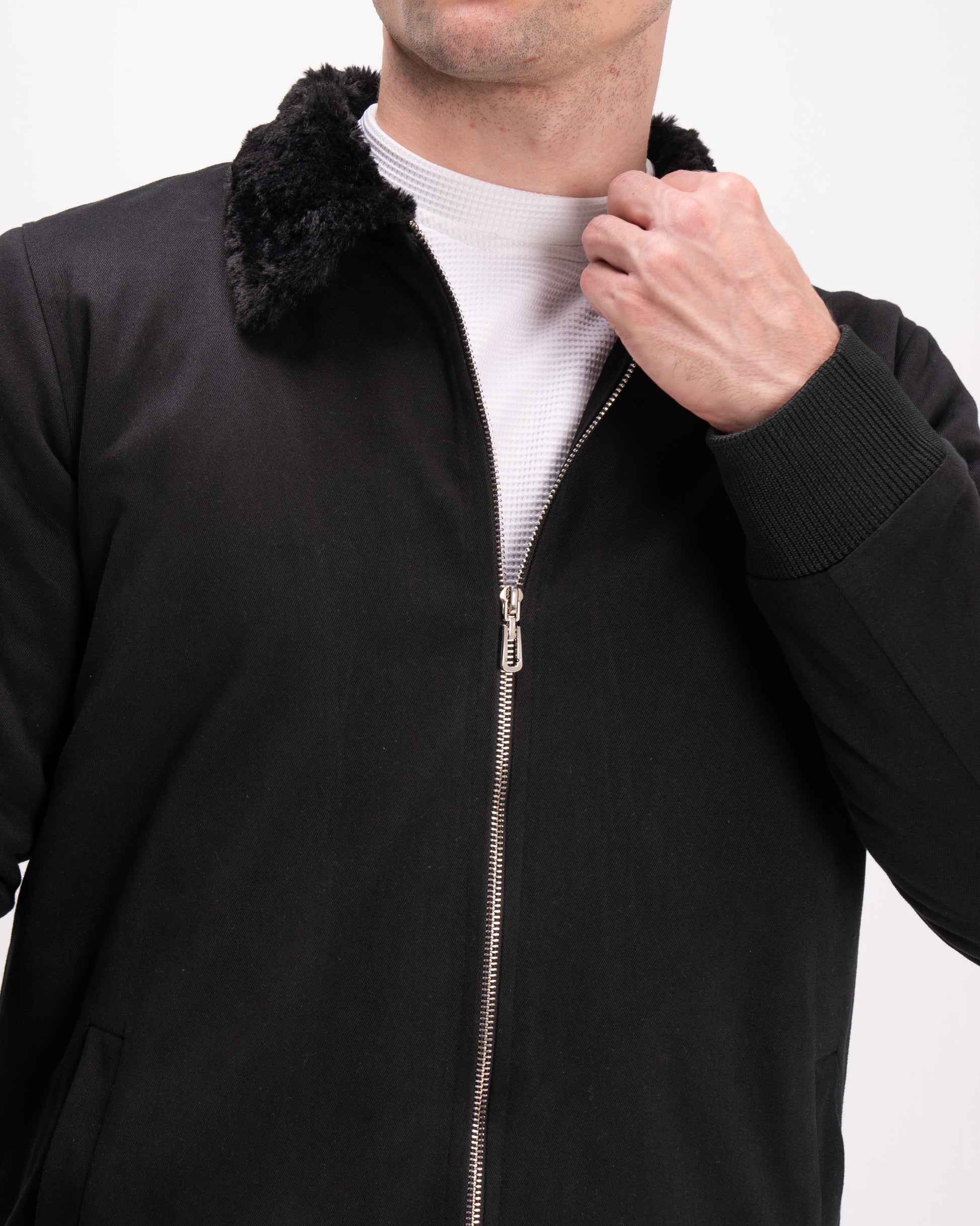 Black Urban Fur-Lined Jacket