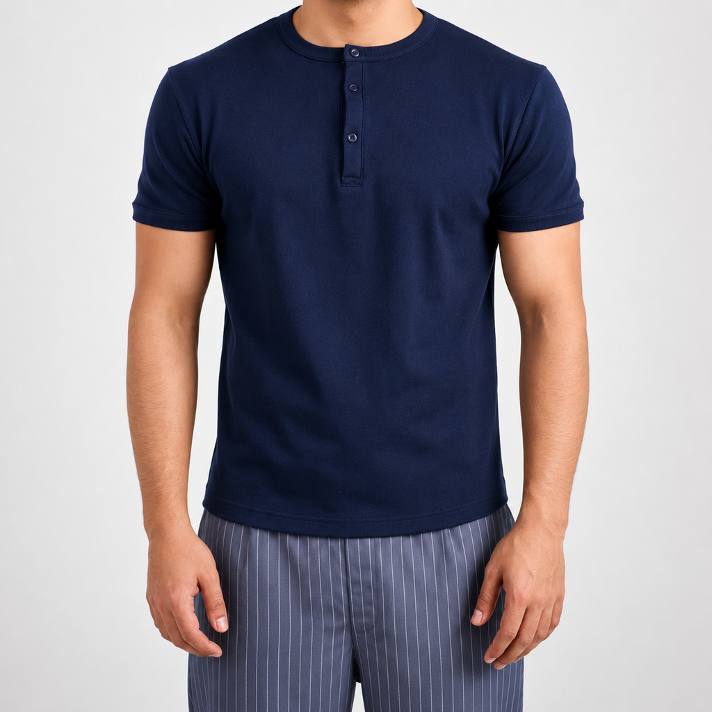 Navy Blue Henley Shirt