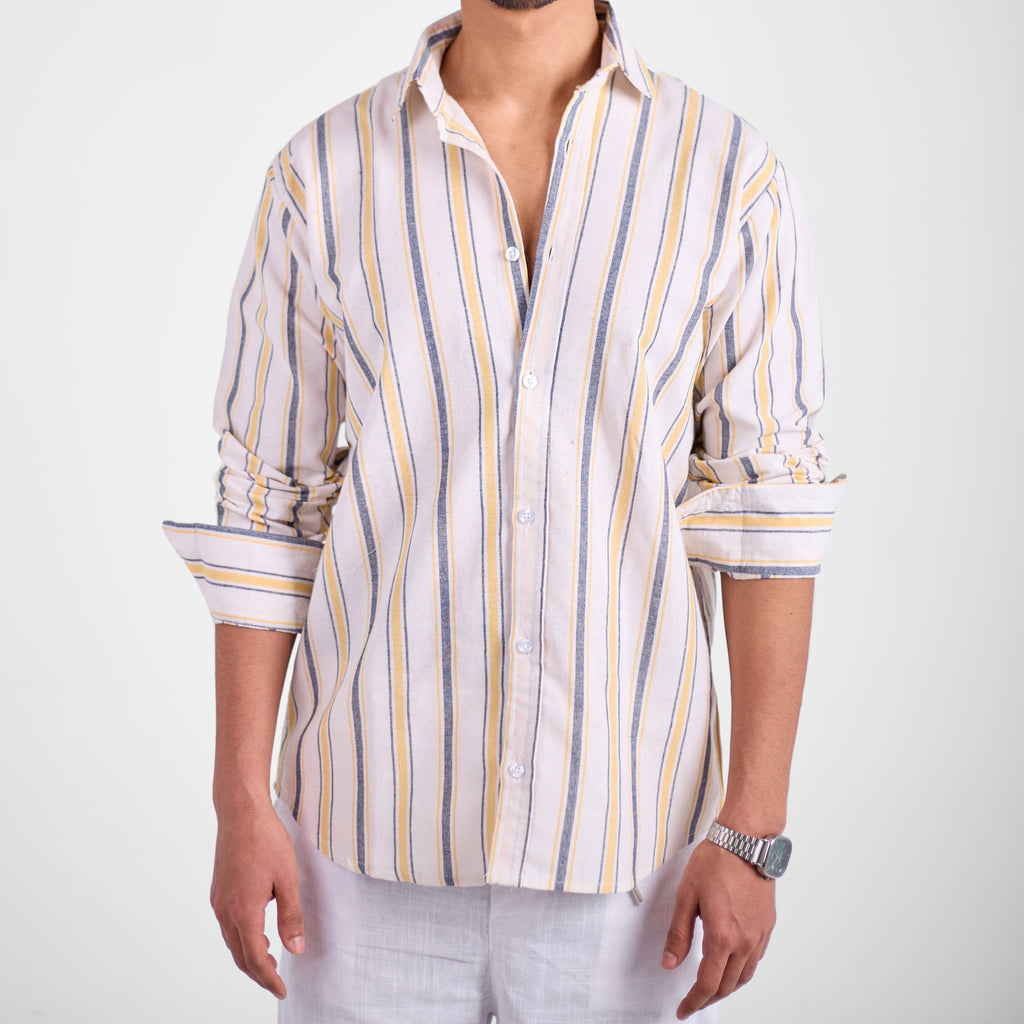 Sea Light Stripe Linen Shirt