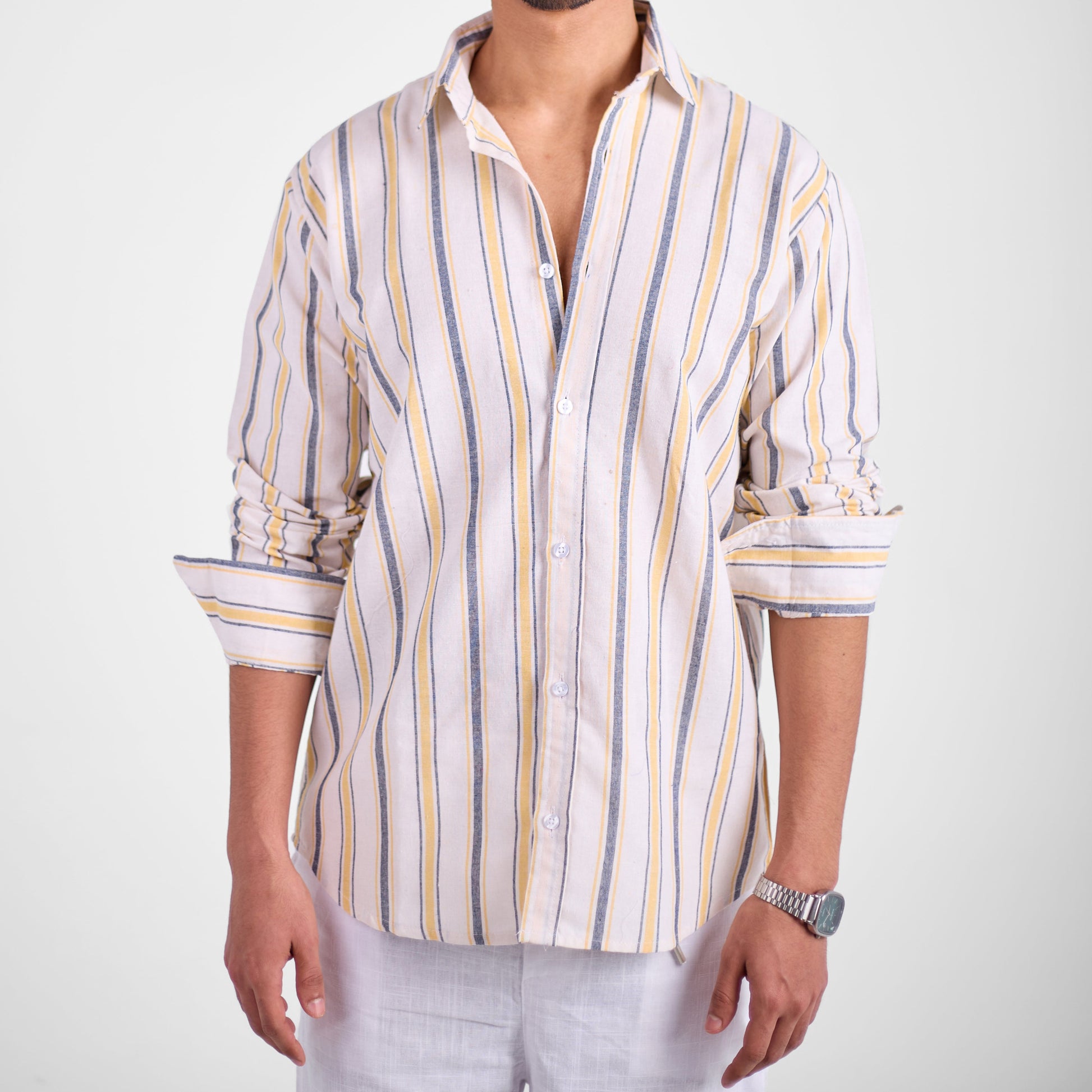Sea Light Stripe Linen Shirt