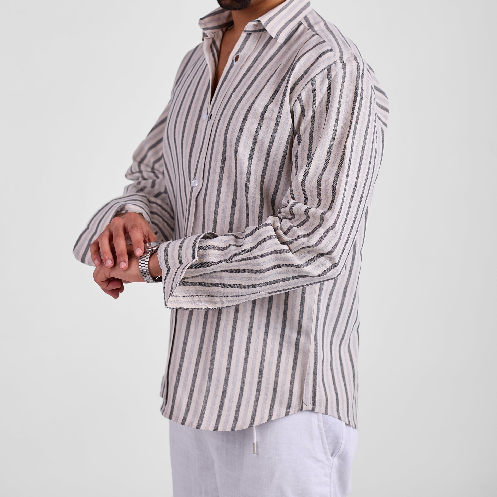 Grey Wave Linen Shirt