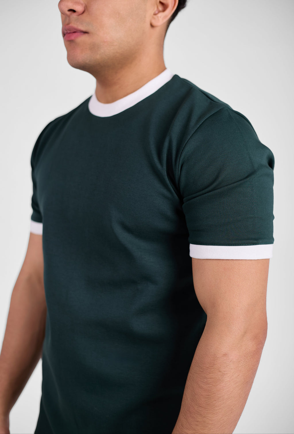 Green Ringer Tee -White