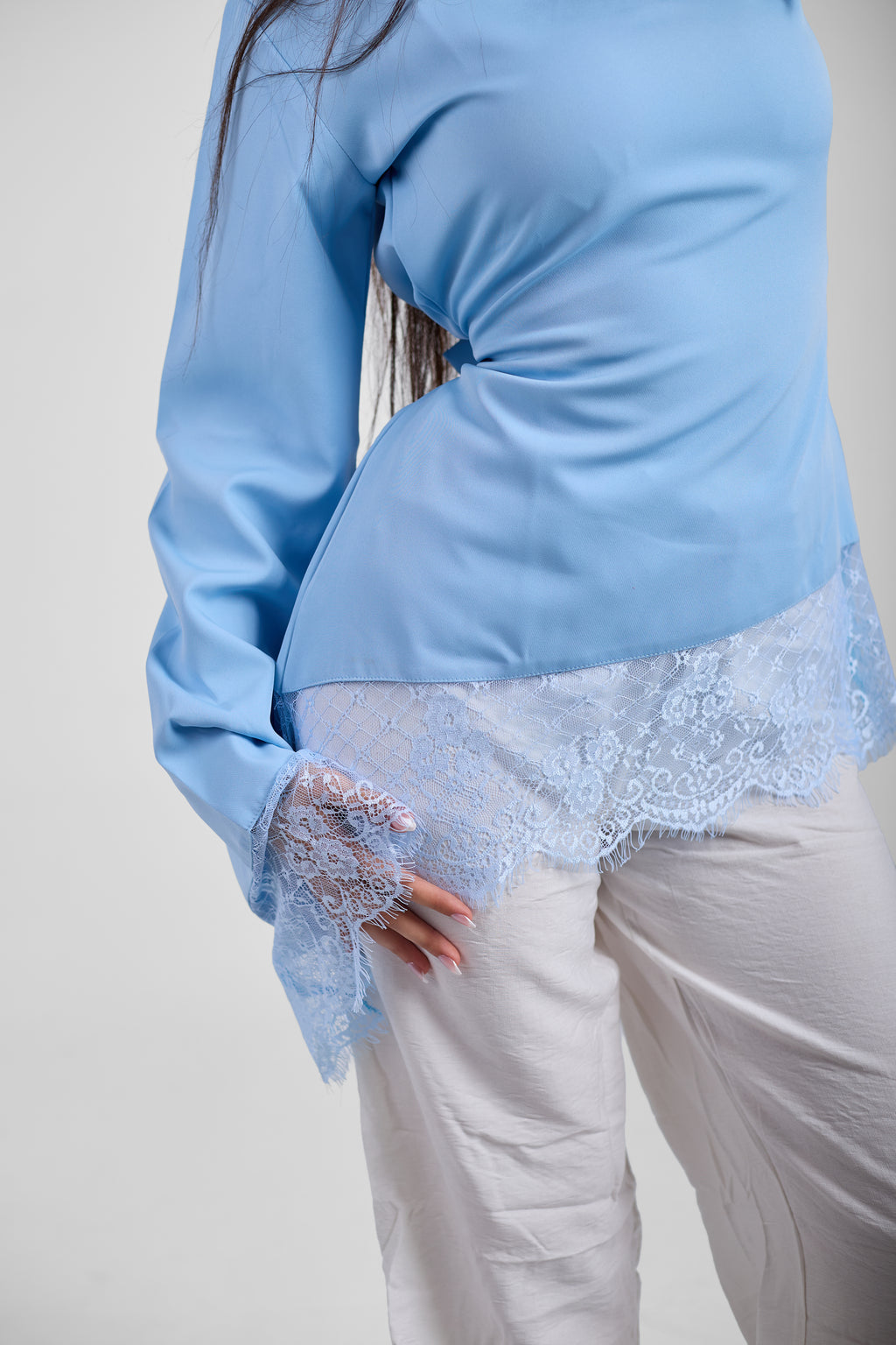 LACE TOP - SKY BLUE