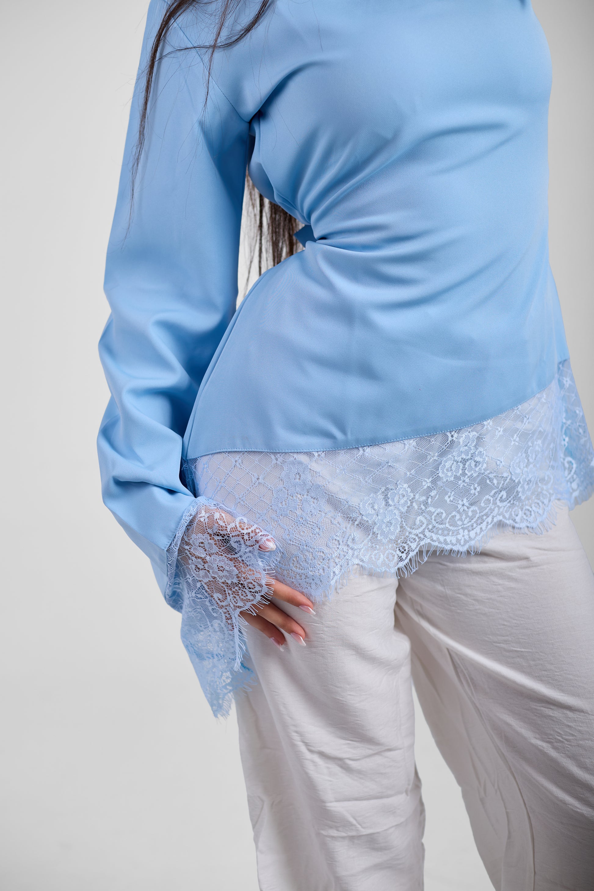 LACE TOP - SKY BLUE