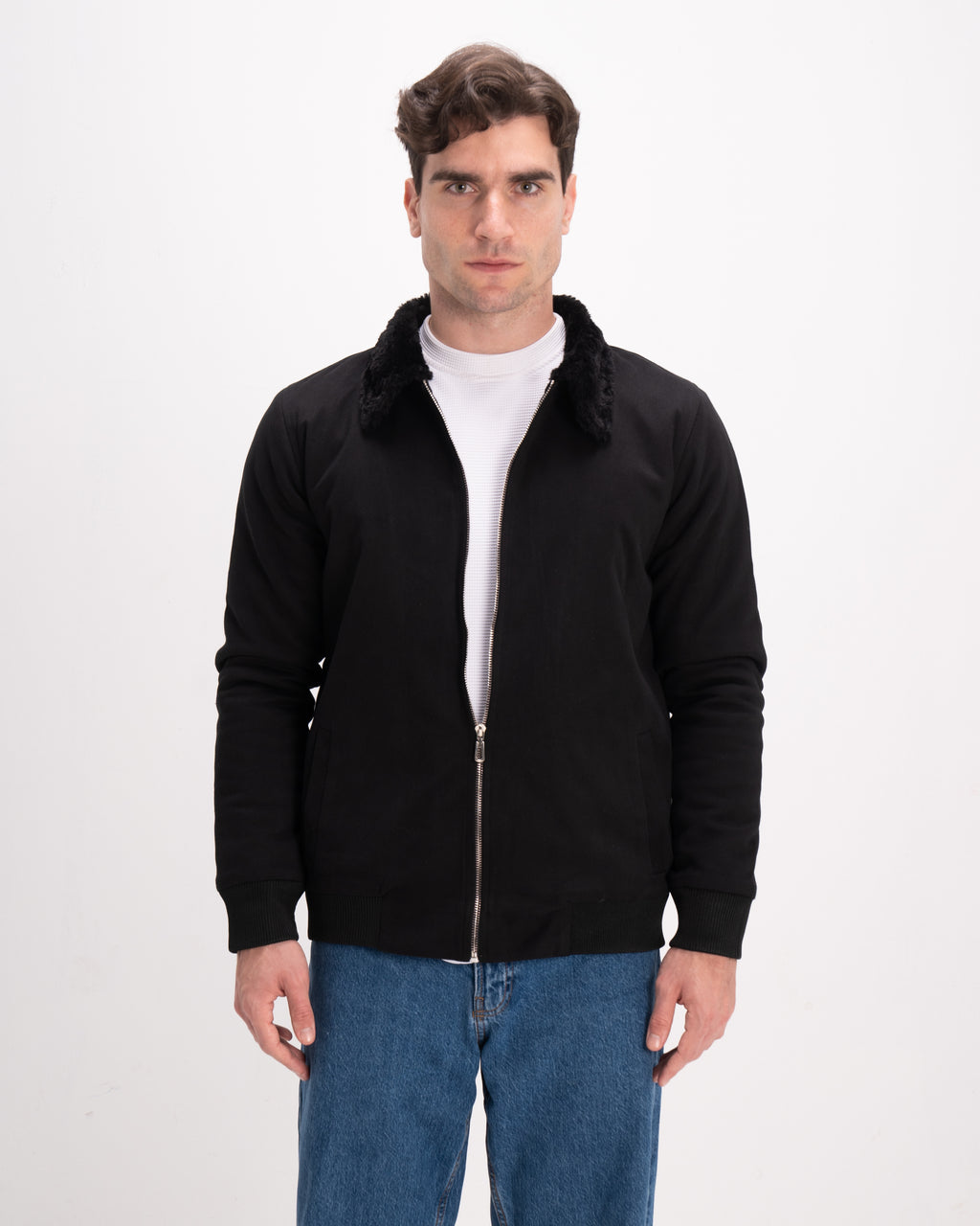 Black Urban Fur-Lined Jacket