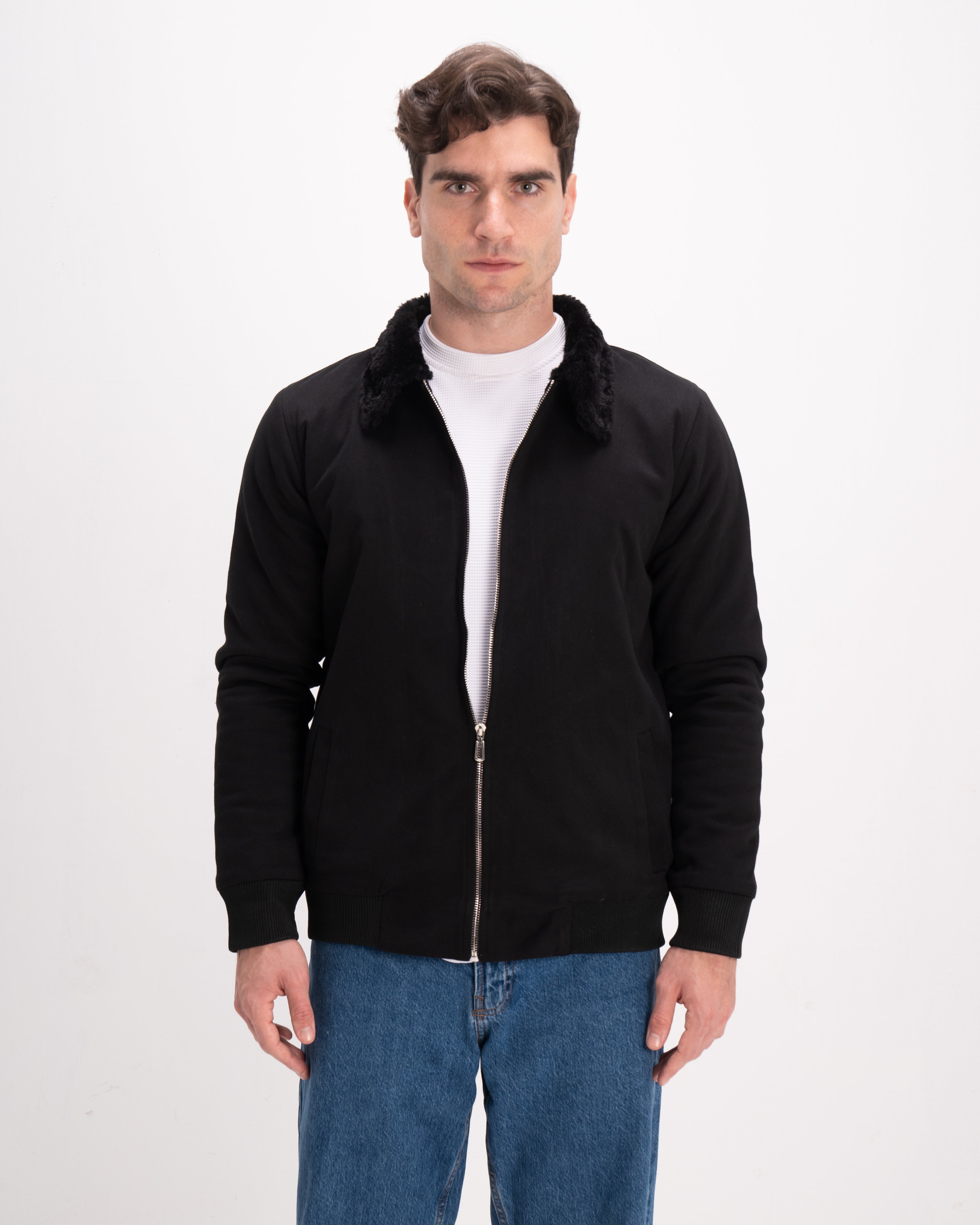 Black Urban Fur-Lined Jacket