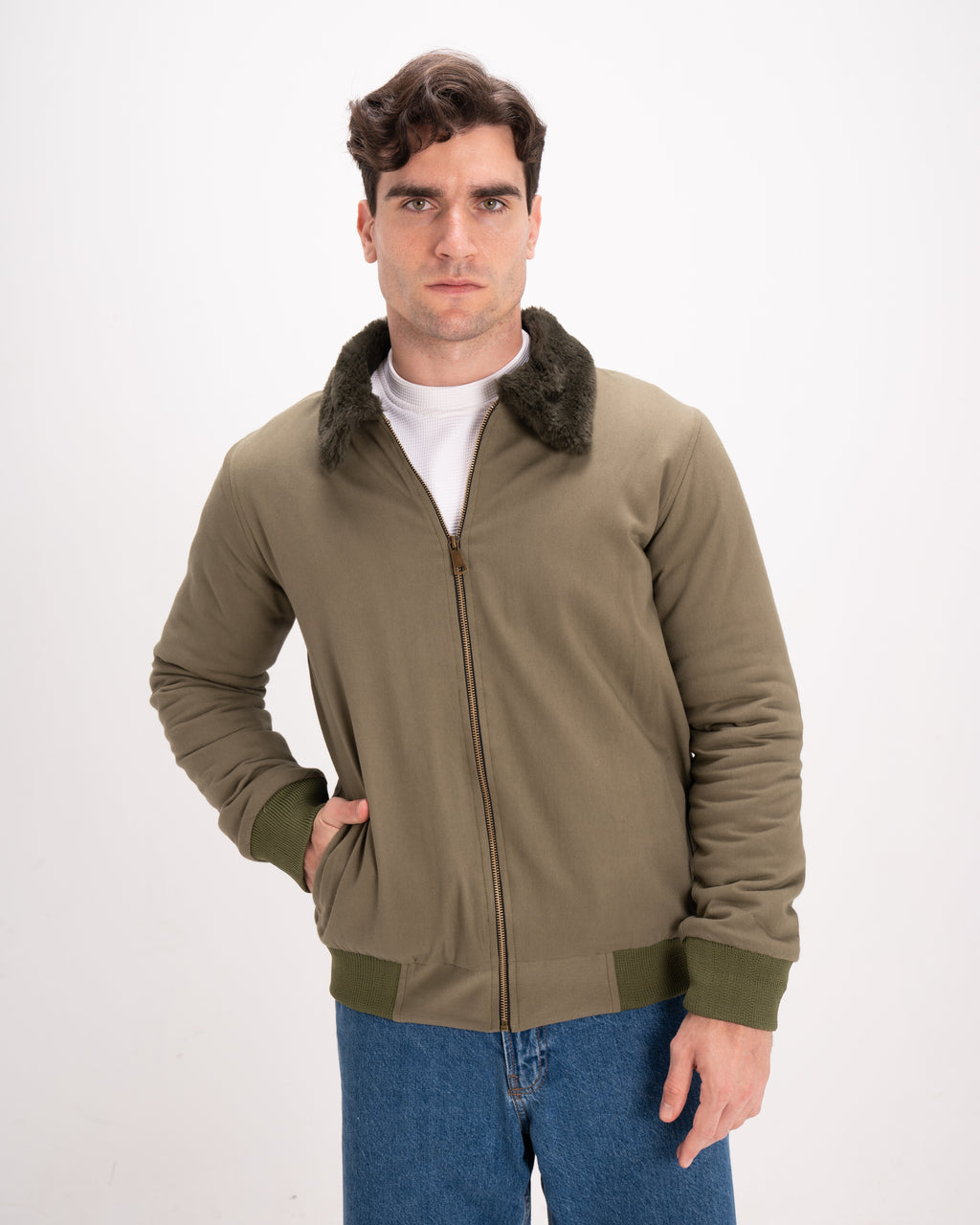 Olive Urban Fur-Lined Jacket