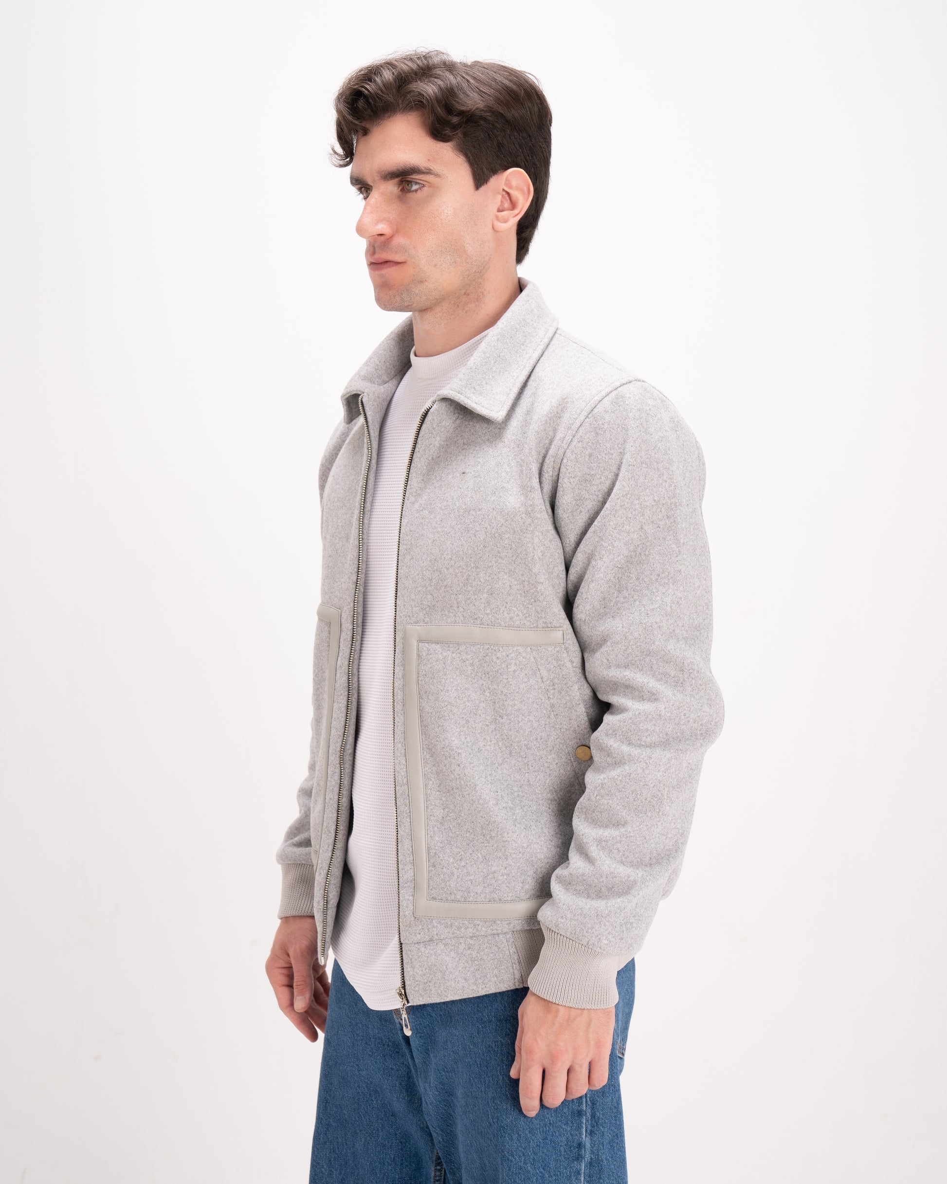 Woolen Elegance Jacket - Grey