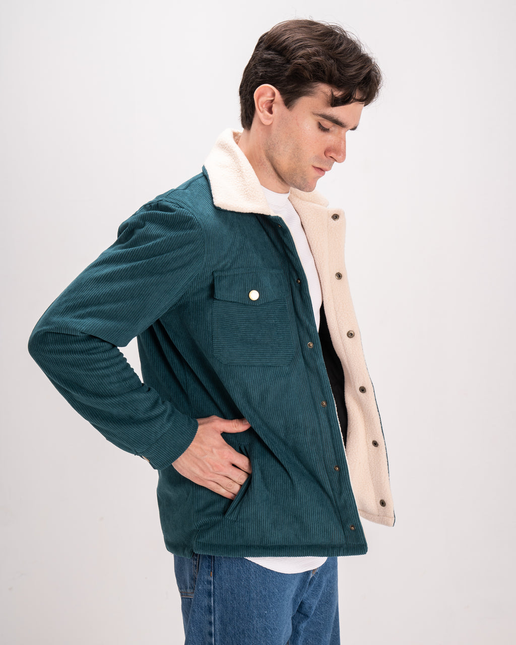 Velvet Fur-Lined Jacket - Green