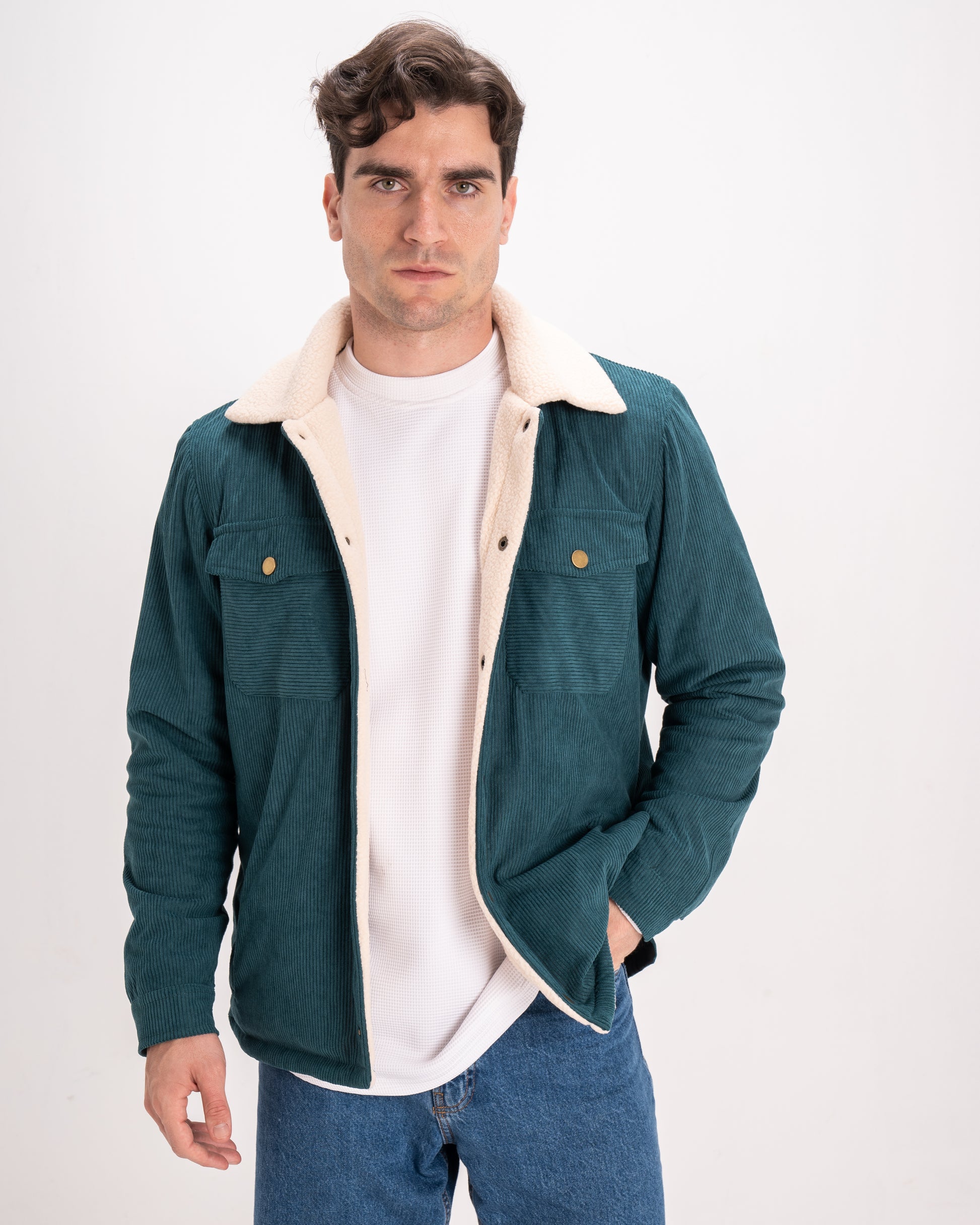 Velvet Fur-Lined Jacket - Green