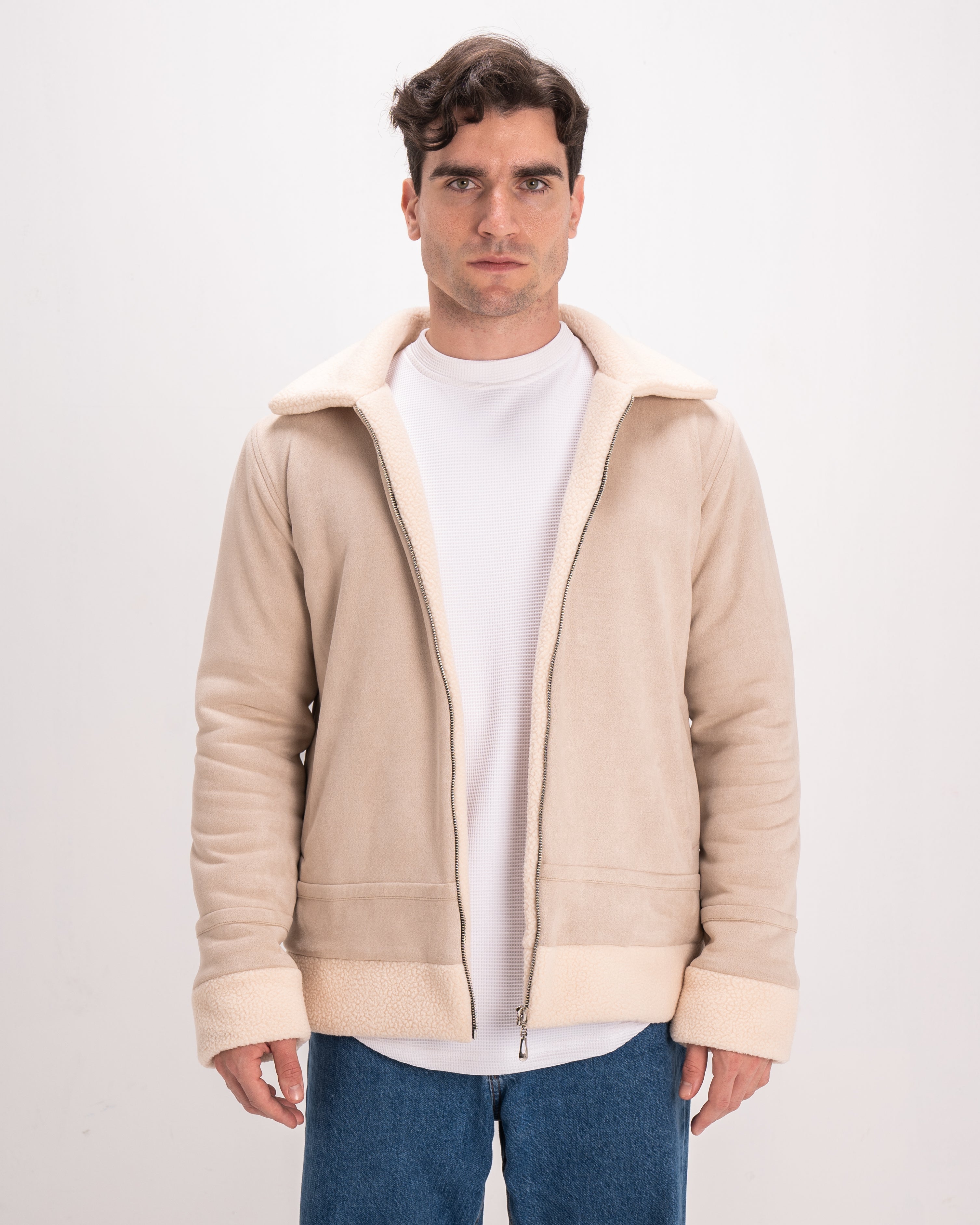 Double-Face Suede Jacket - Beige – AURA