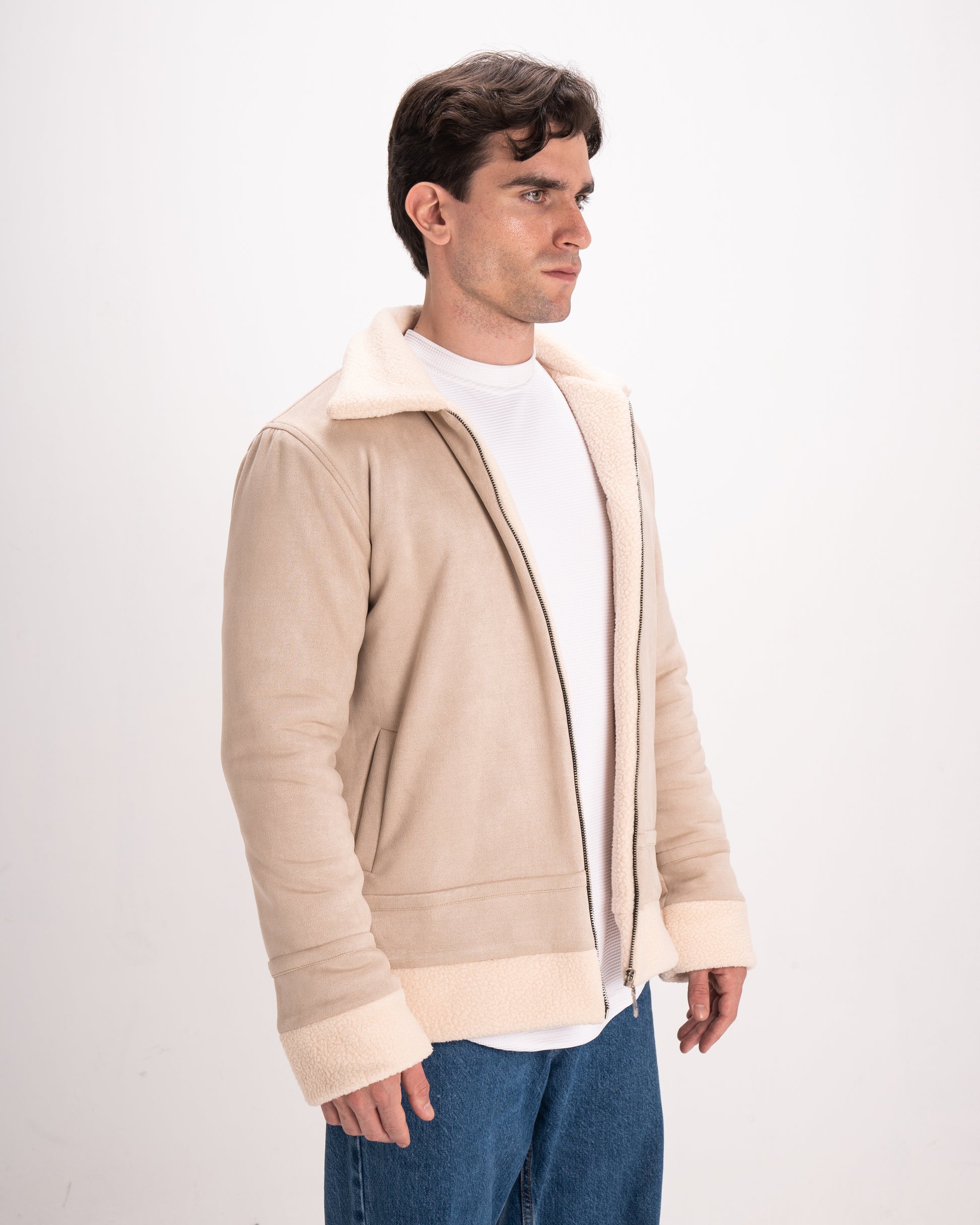 Double-Face Suede Jacket - Beige