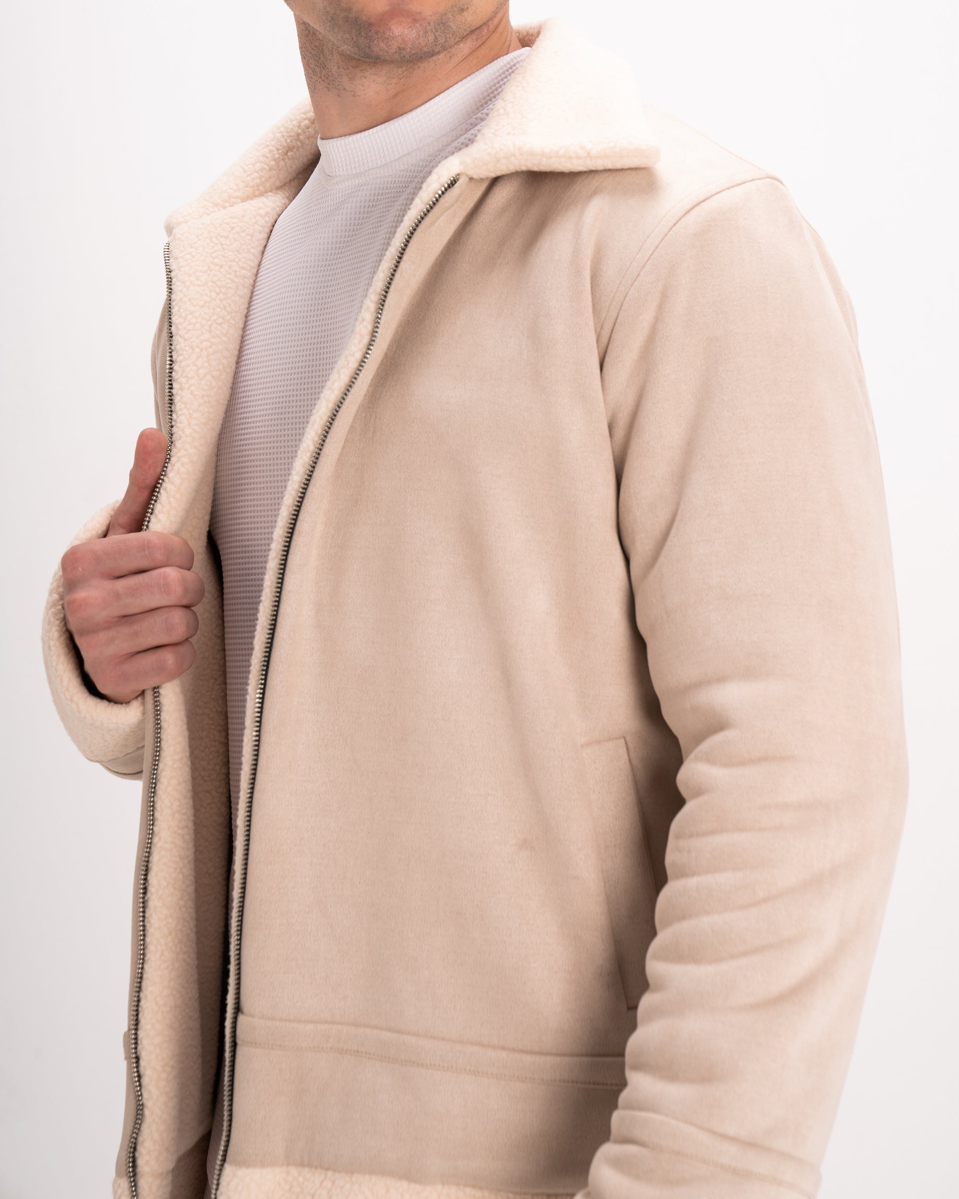 Double-Face Suede Jacket - Beige