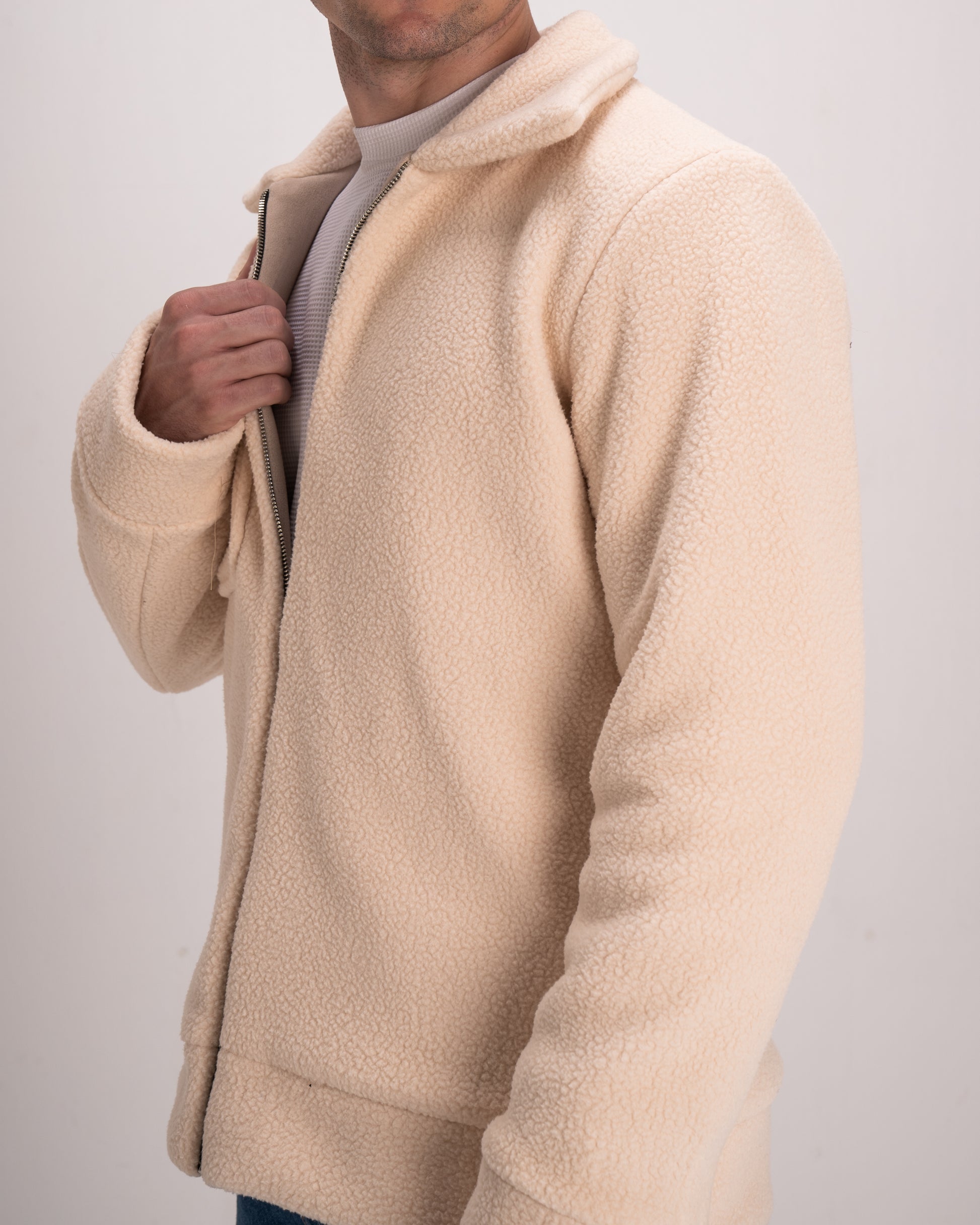 Double-Face Suede Jacket - Beige