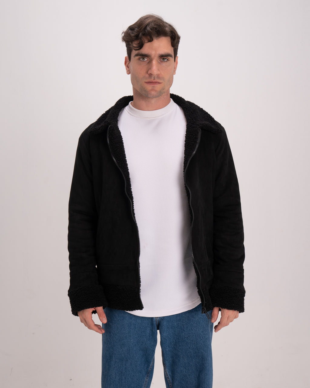 Double-Face Suede Jacket - Black