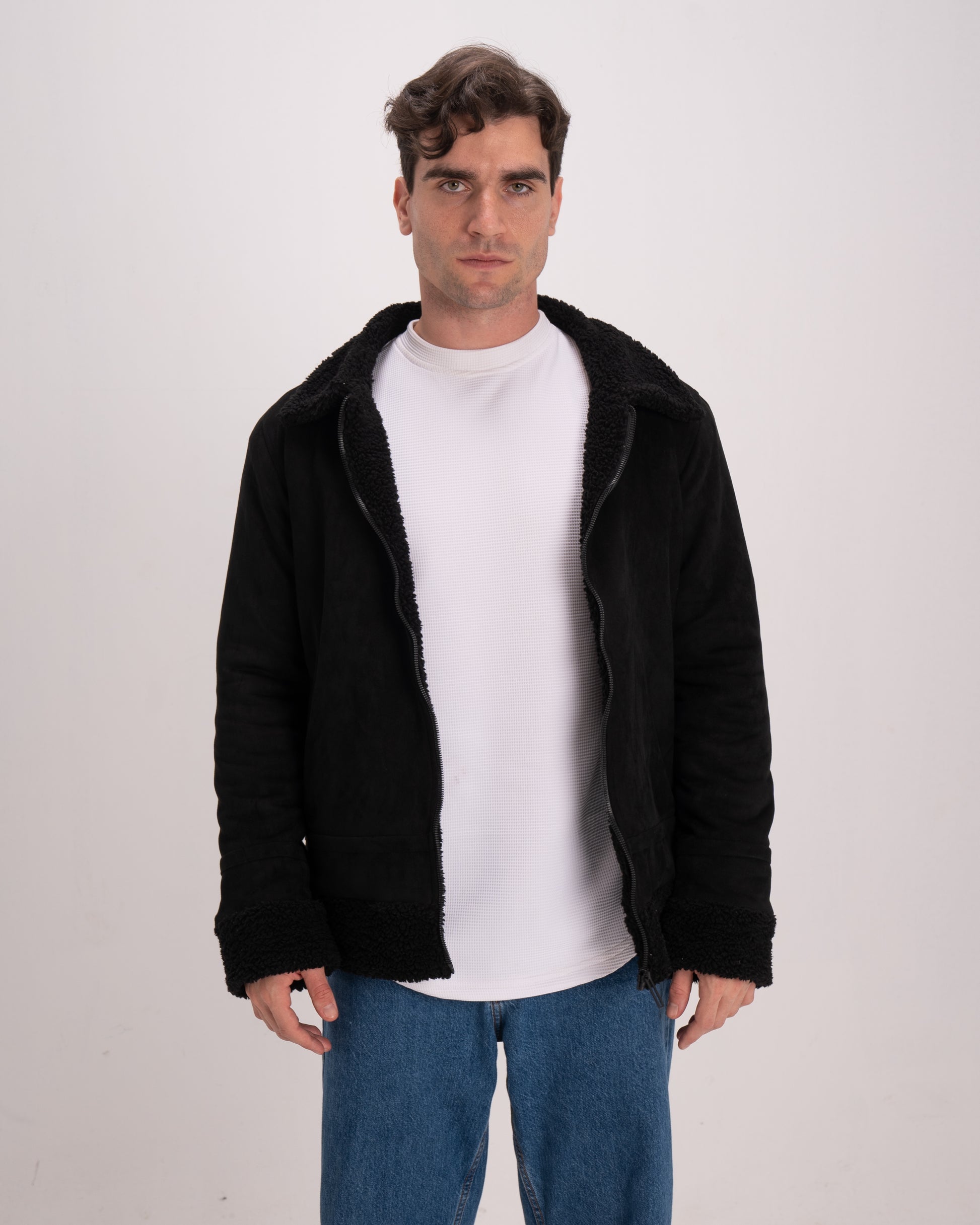 Double-Face Suede Jacket - Black