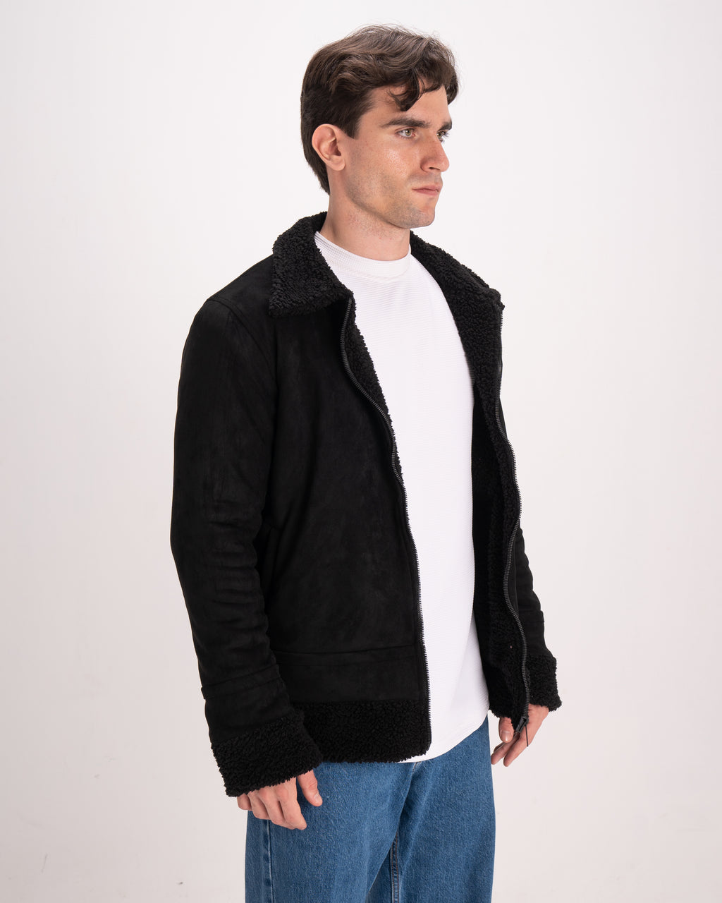Double-Face Suede Jacket - Black