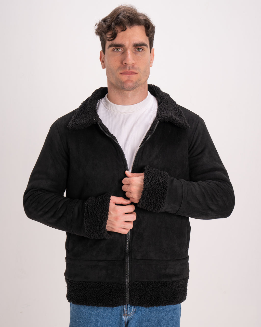 Double-Face Suede Jacket - Black