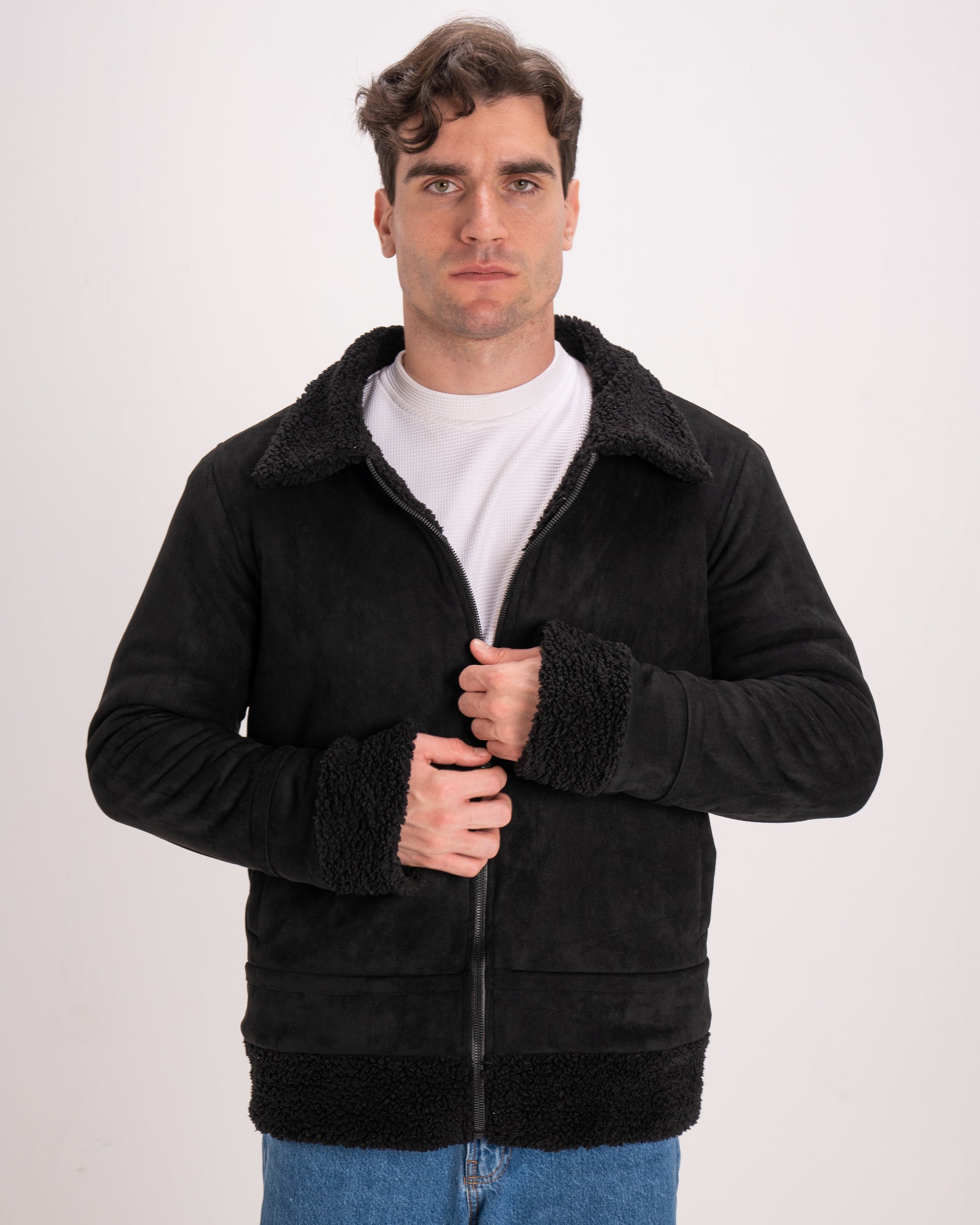 Double-Face Suede Jacket - Black