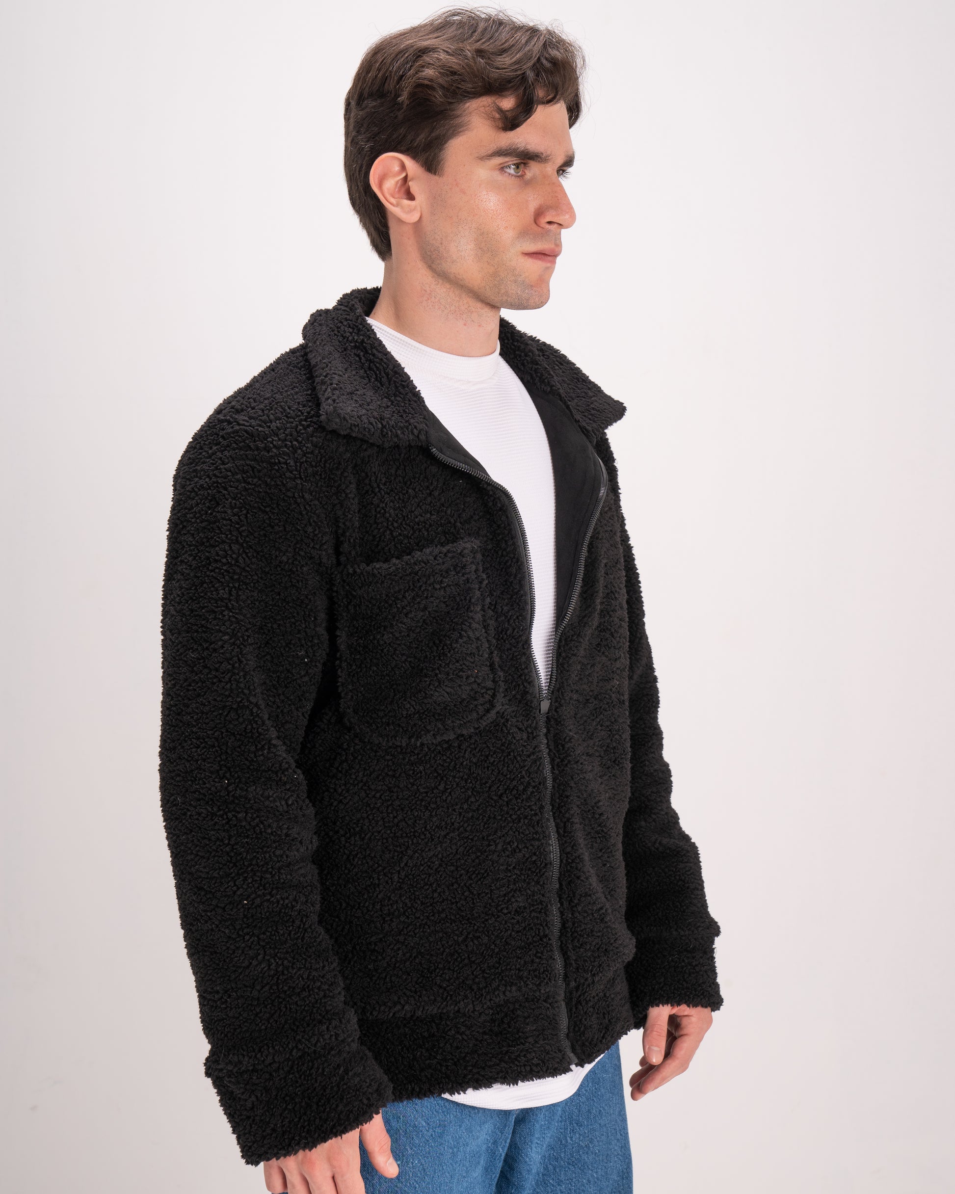 Double-Face Suede Jacket - Black