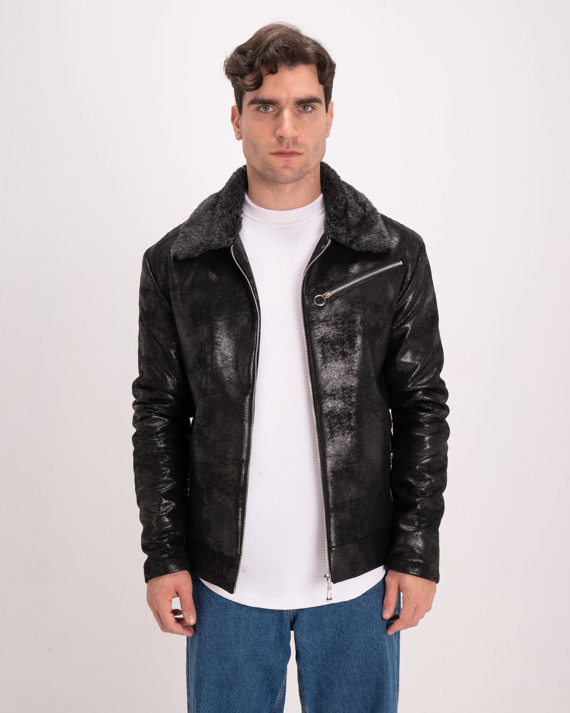 Leather Jacket with Fur