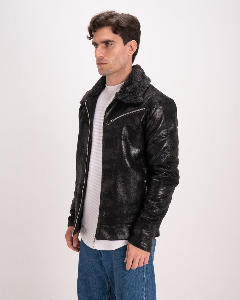 Leather Jacket with Fur