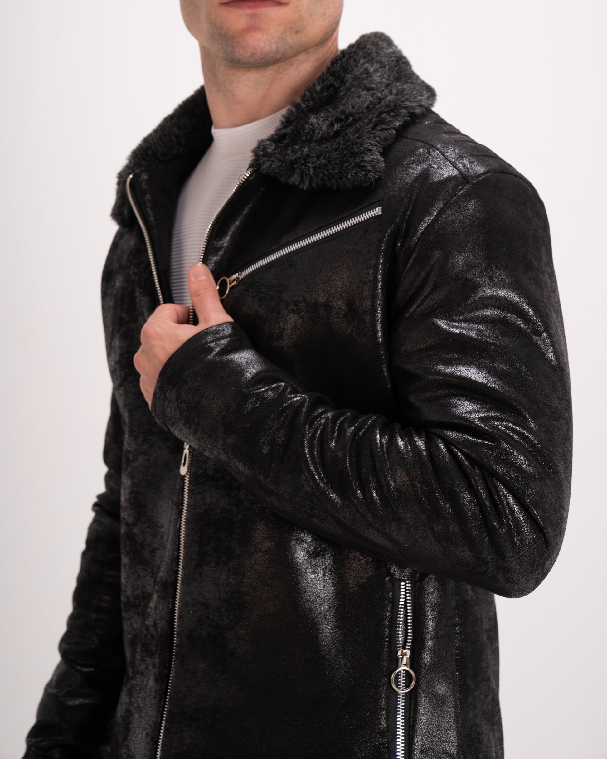 Leather Jacket with Fur