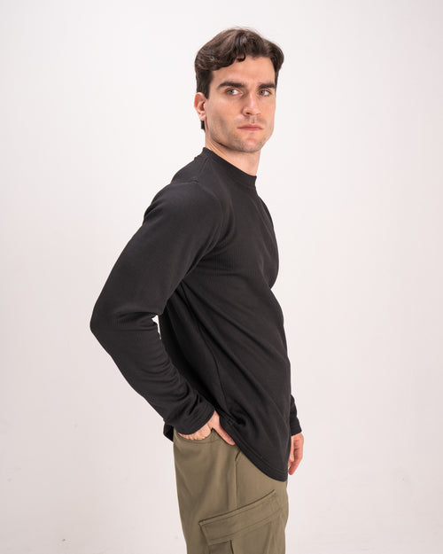 Black Padded Long Sleeve T-Shirt