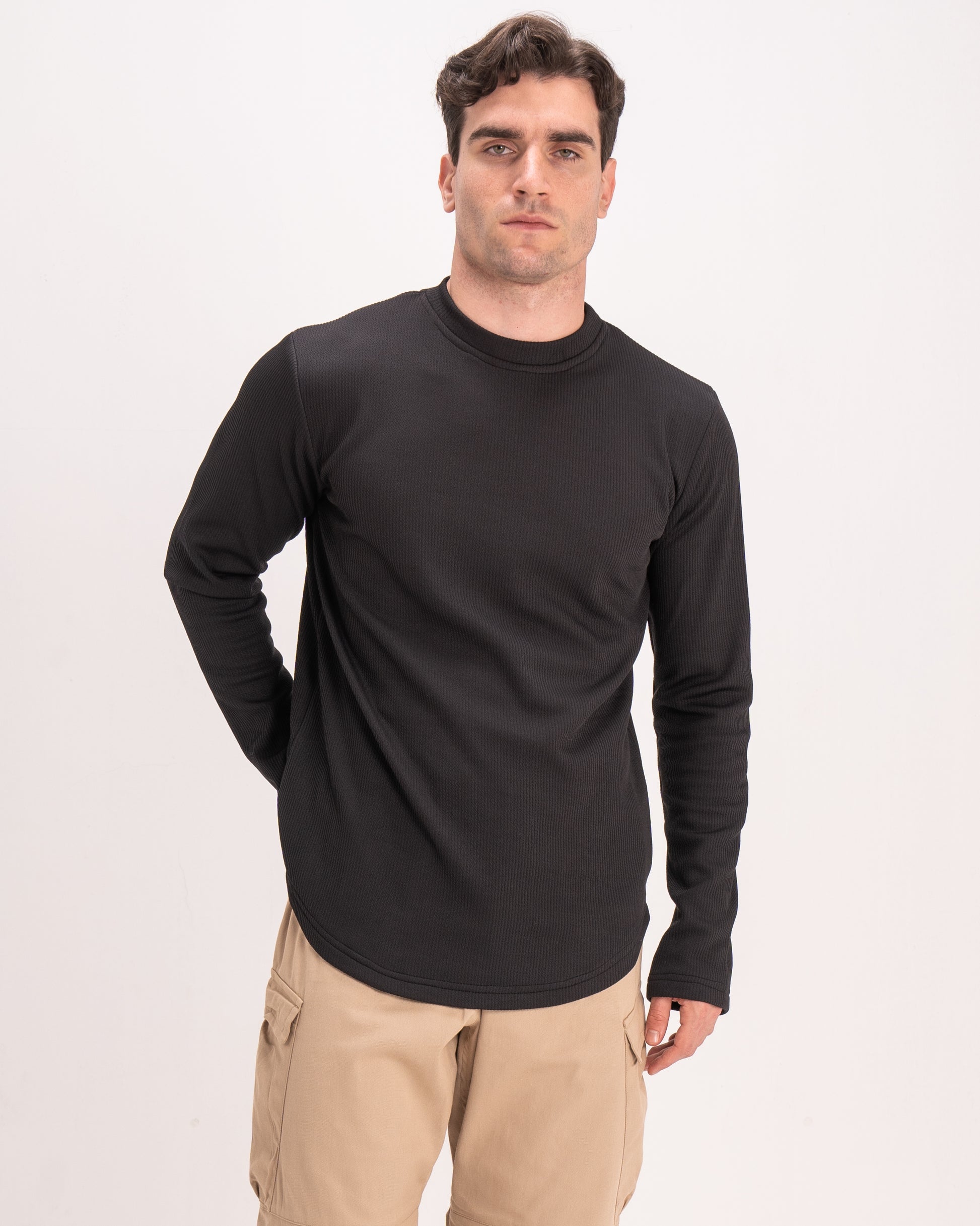 Black Padded Long Sleeve T-Shirt