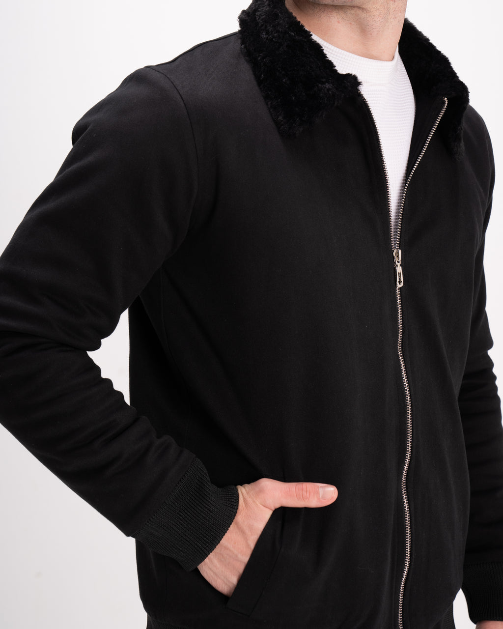 Black Urban Fur-Lined Jacket