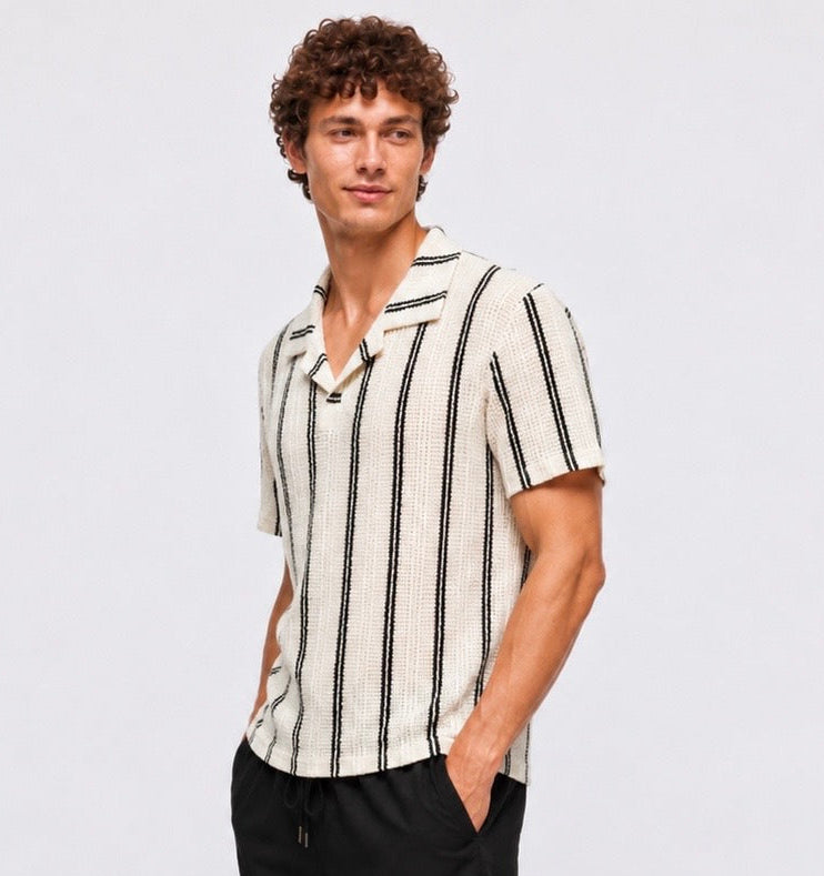 Riviera Knit Polo – Midnight Stripe