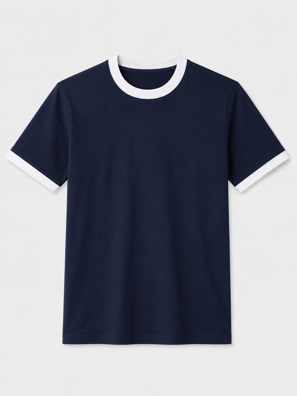 Navy Ringer Tee-white