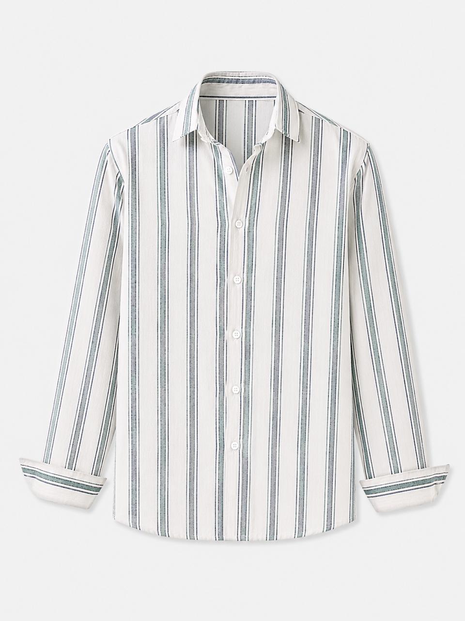 Sea Olive Striped Linen Shirt