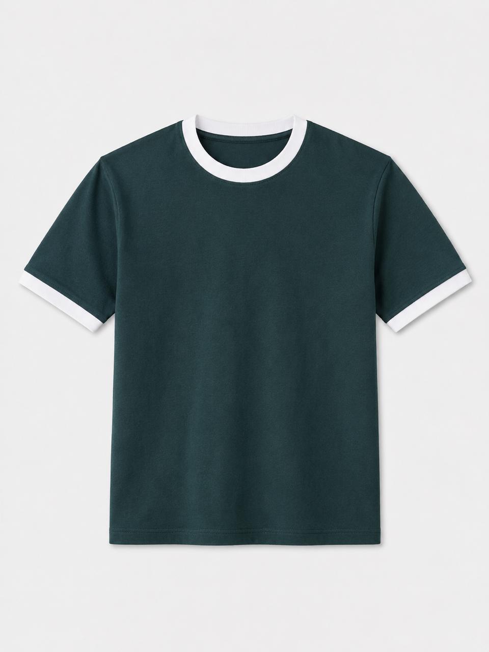 Green Ringer Tee -White