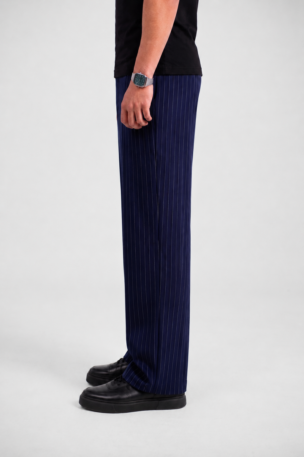 Pinstriped Navy Tailored Pant – AURA
