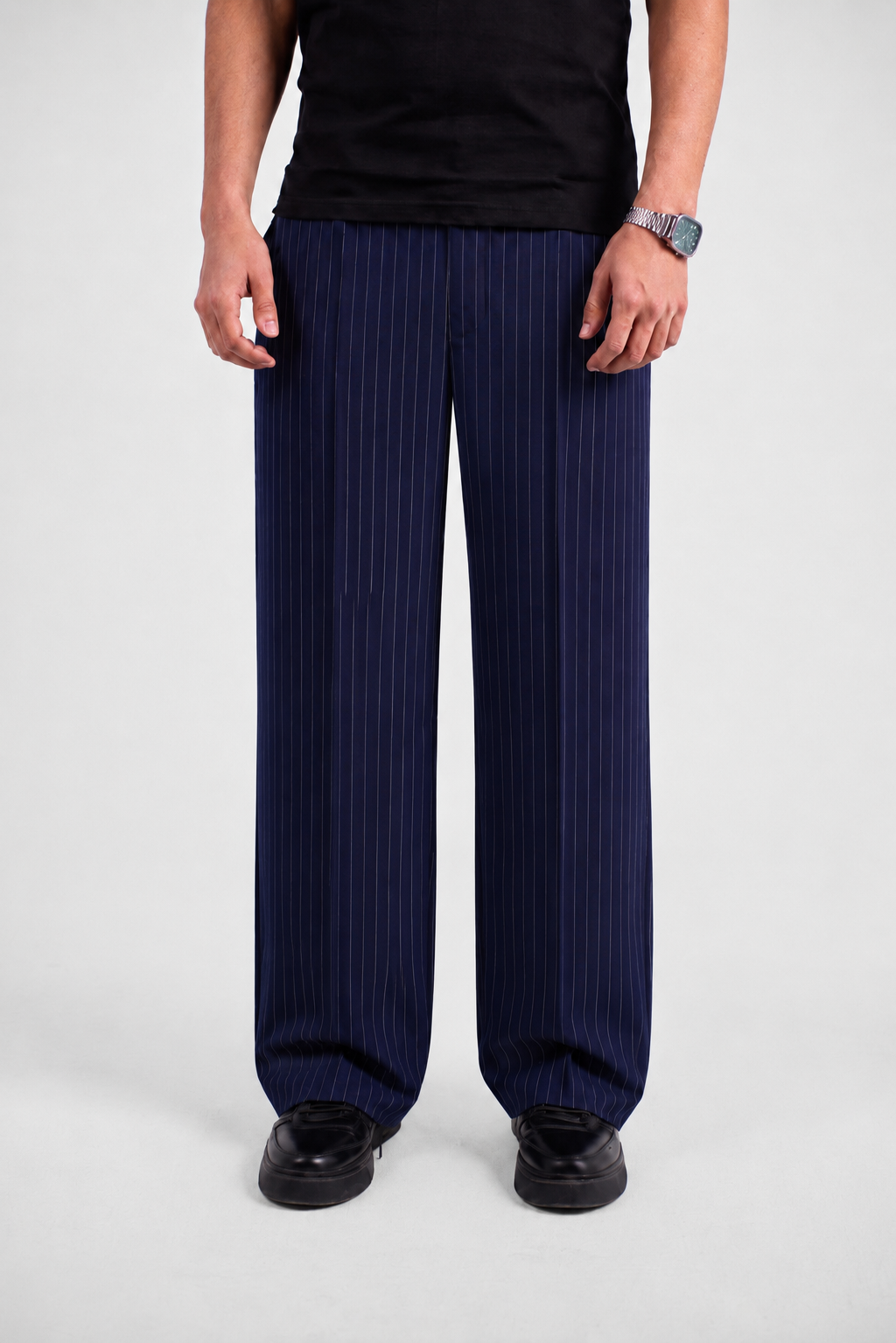 Pinstriped Navy Tailored Pant