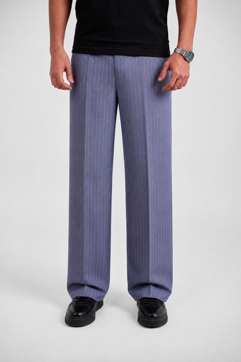 Pinstriped Gray Tailored Pant