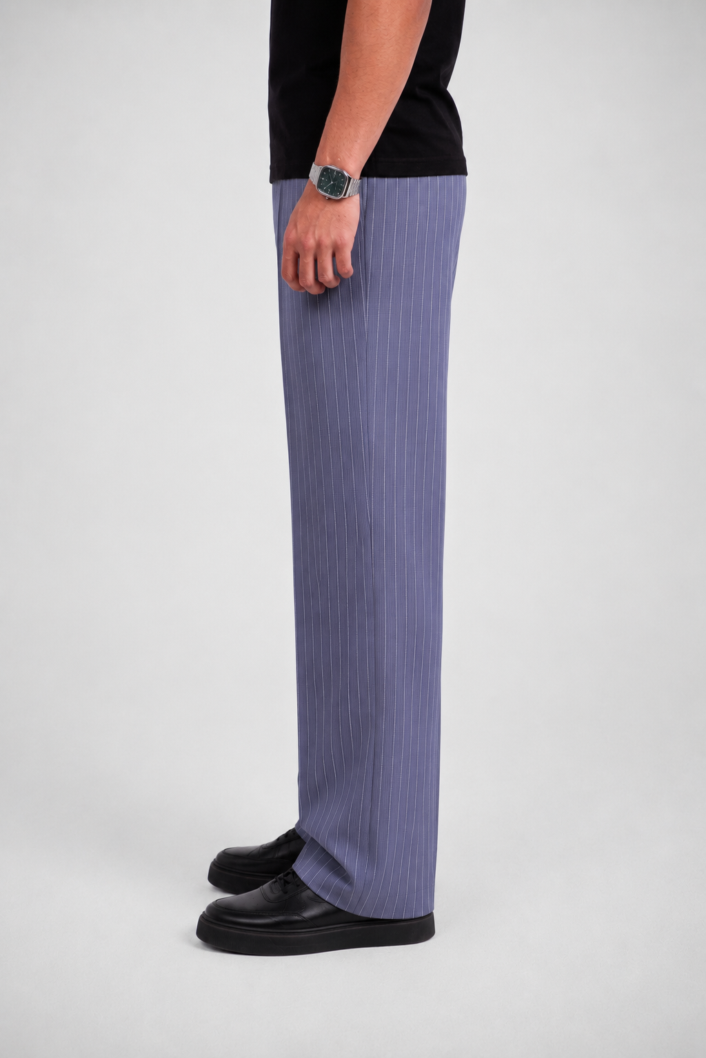 Pinstriped Gray Tailored Pant