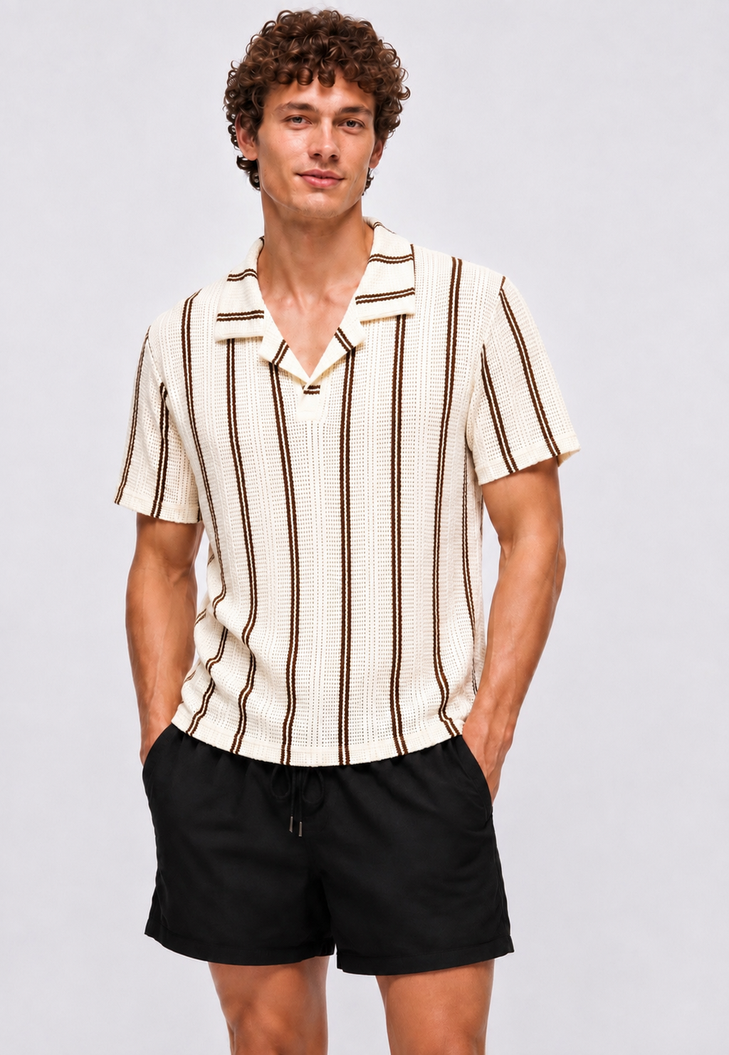 Riviera Knit Polo – BROWN Stripe