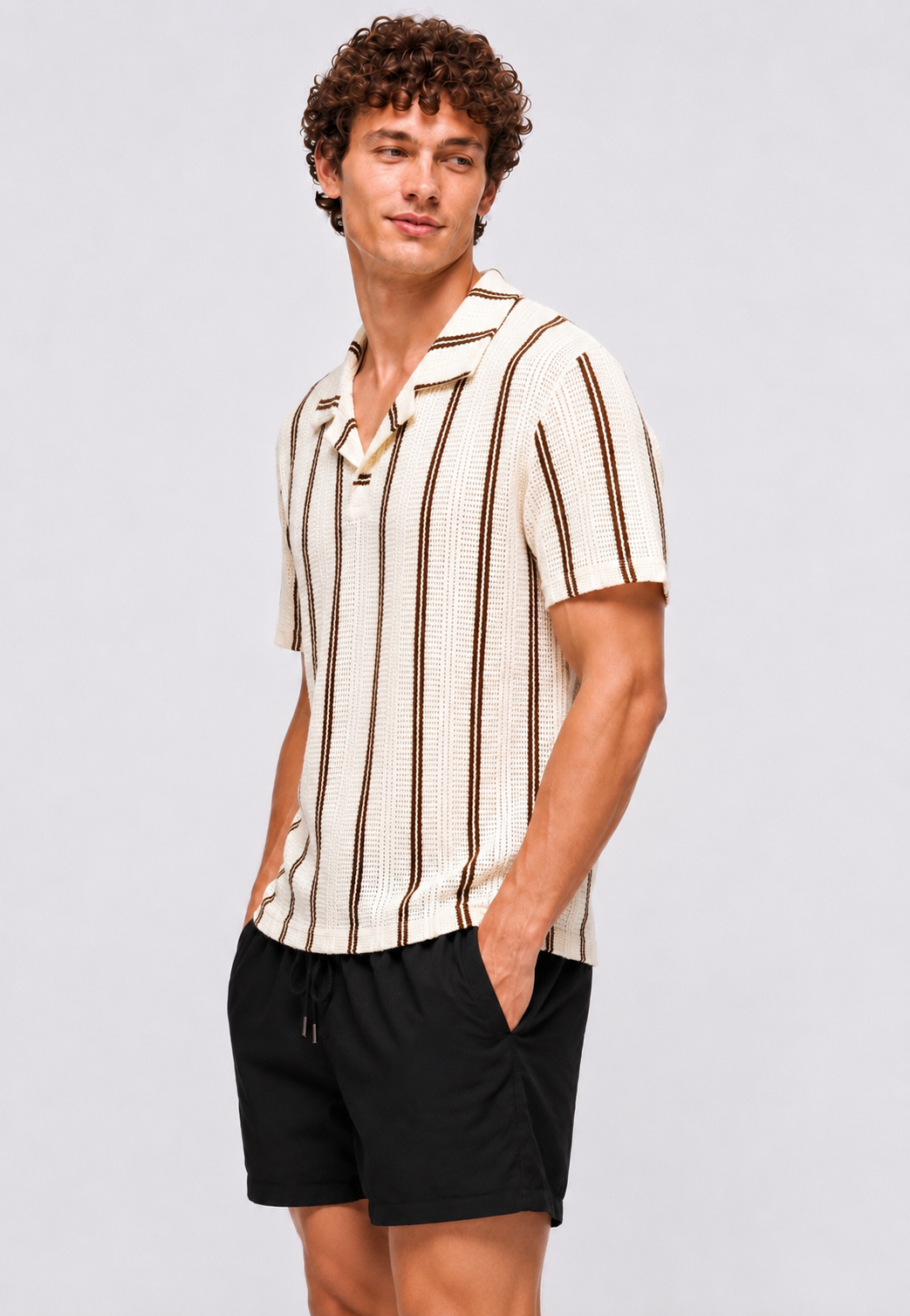 Riviera Knit Polo – BROWN Stripe
