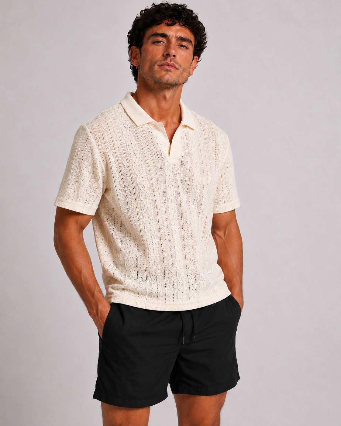 Ivory Knit Polo