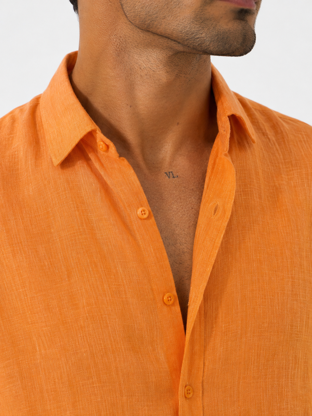 Men’s Orange Linen Shirt