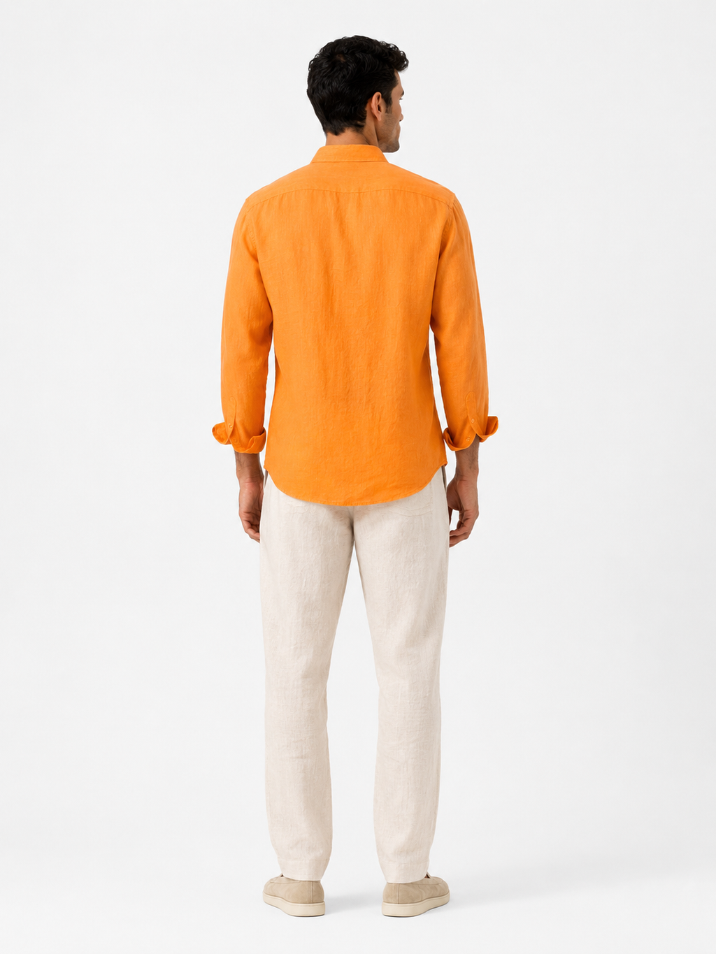 Men’s Orange Linen Shirt