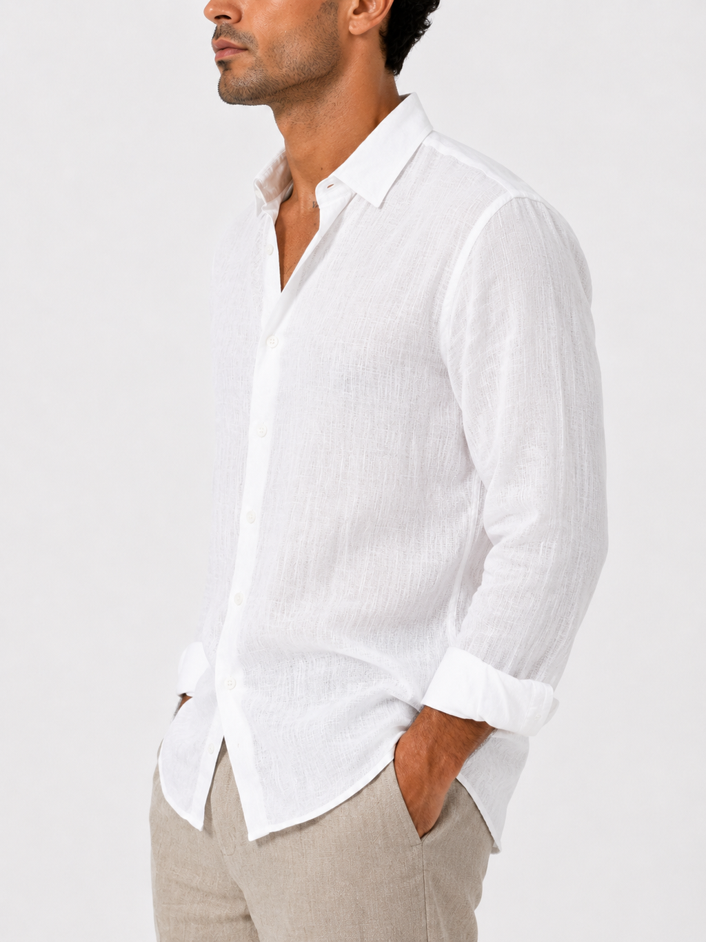 Men’s White Linen Shirt